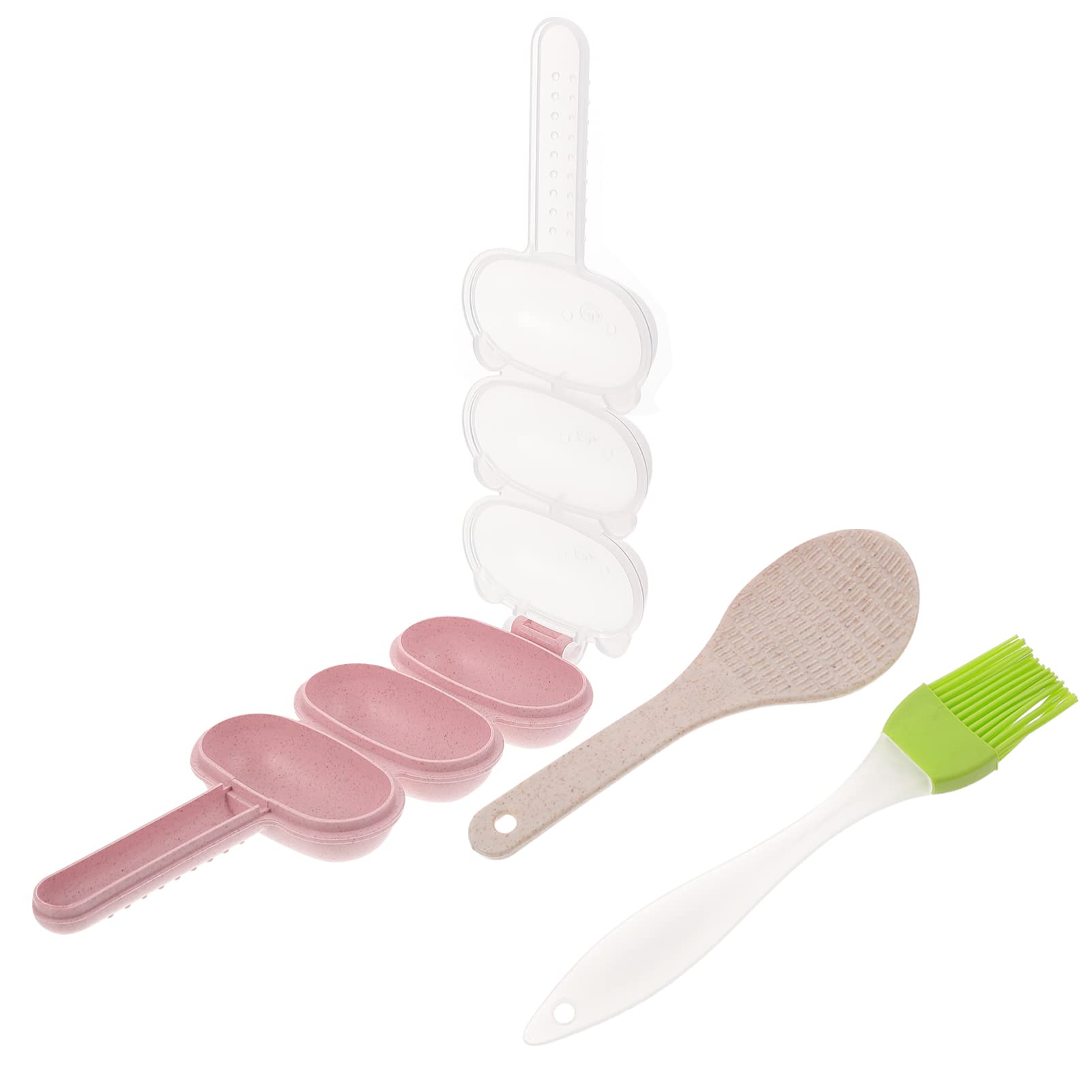 Hemoton Japanese Rice Mold Set - DIY Onigiri & Sushi Press Kit with Handle, Oil Brush for Bento Box & Homemade Sushi - Perfect for Lunch Prep, Party Snacks & Asian Cooking