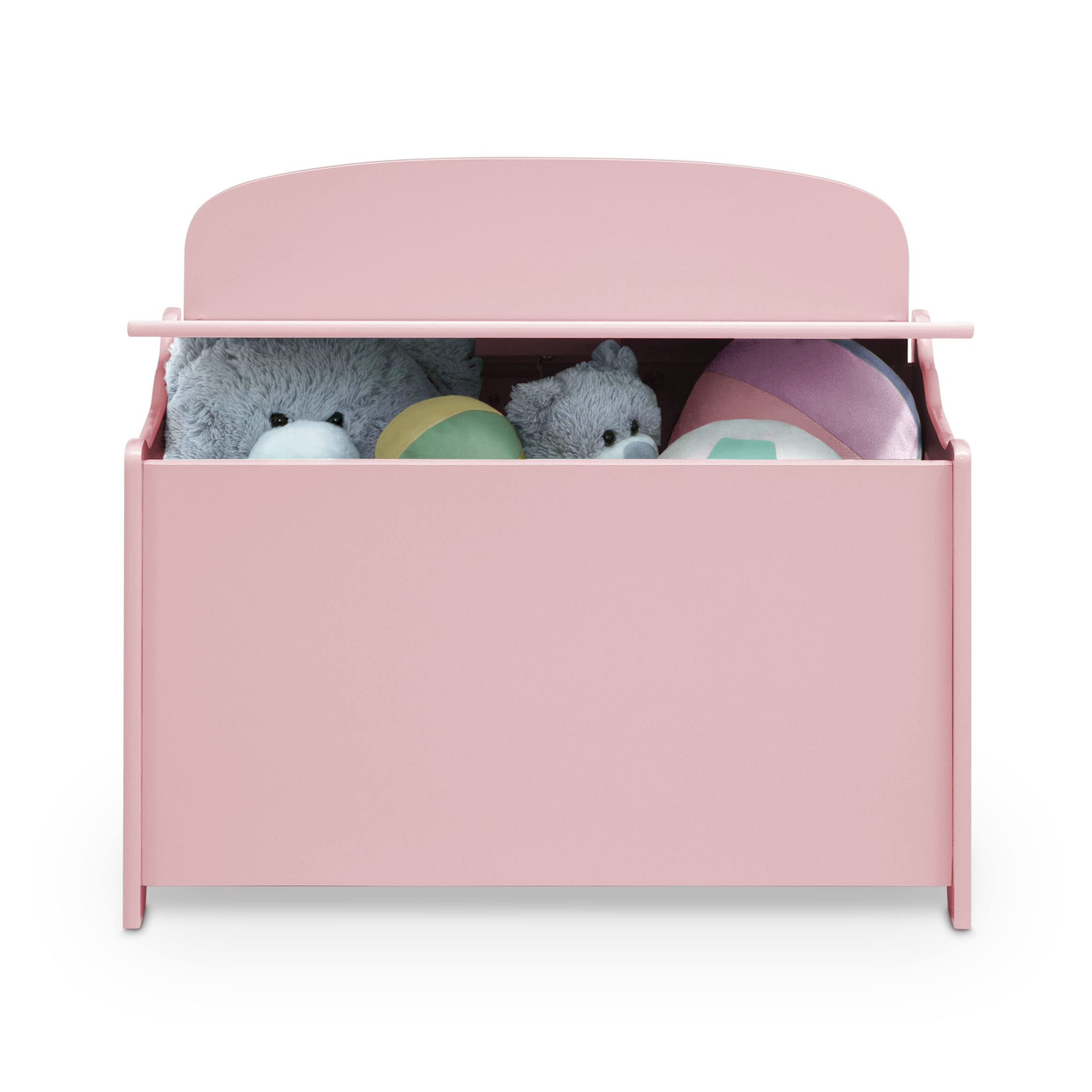 Delta Children MySize Deluxe Toy Storage Box with Lid - Dusty Rose Pink | Organize Kids' Room, Nursery, Playroom Toys & Books | Durable Wooden Toy Chest for Boys & Girls