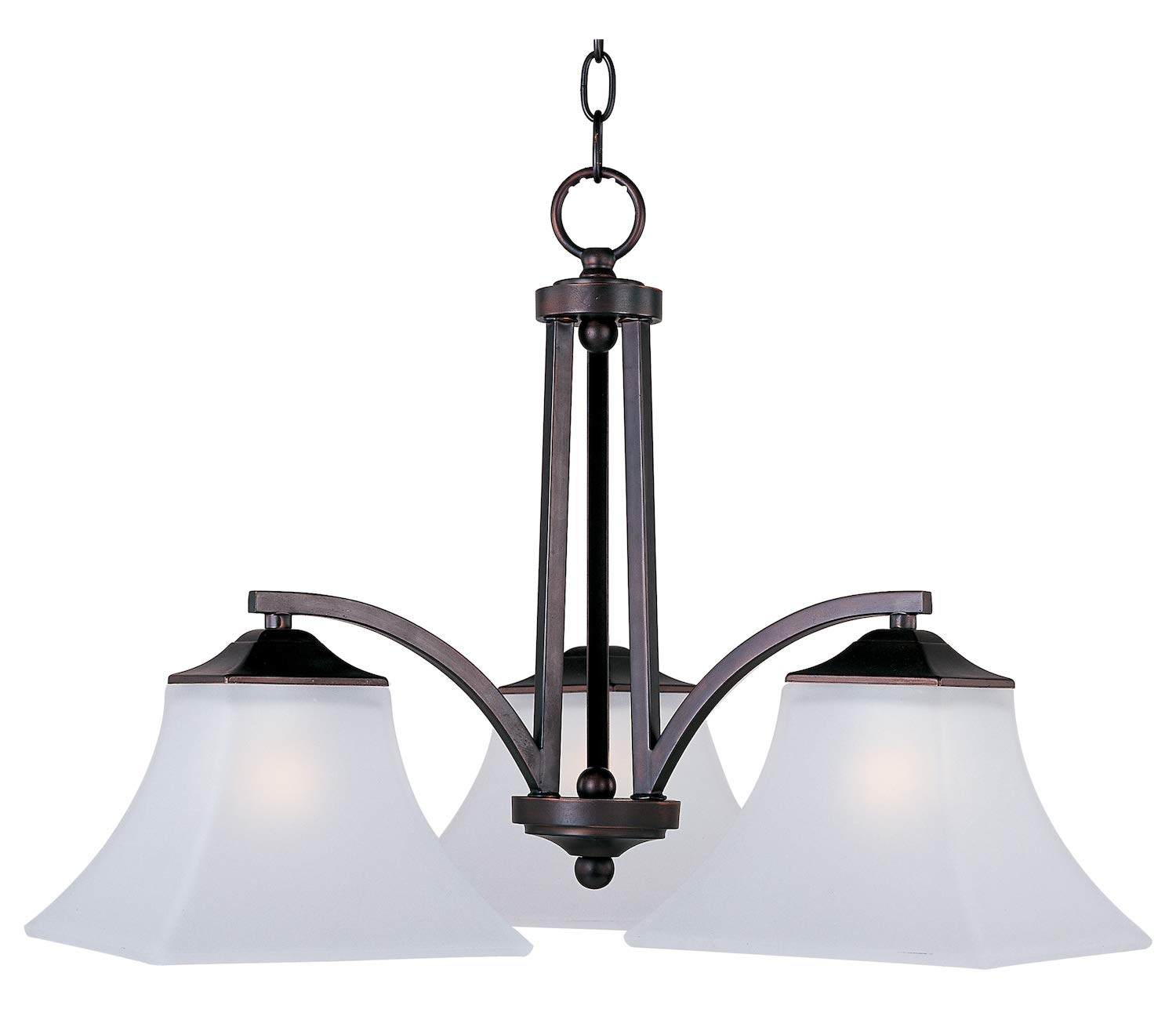 3-Light Oil Rubbed Bronze Frosted Glass Chandelier - Elegant Ceiling Light Fixture for Dining Room, Bedroom, or Foyer Lighting