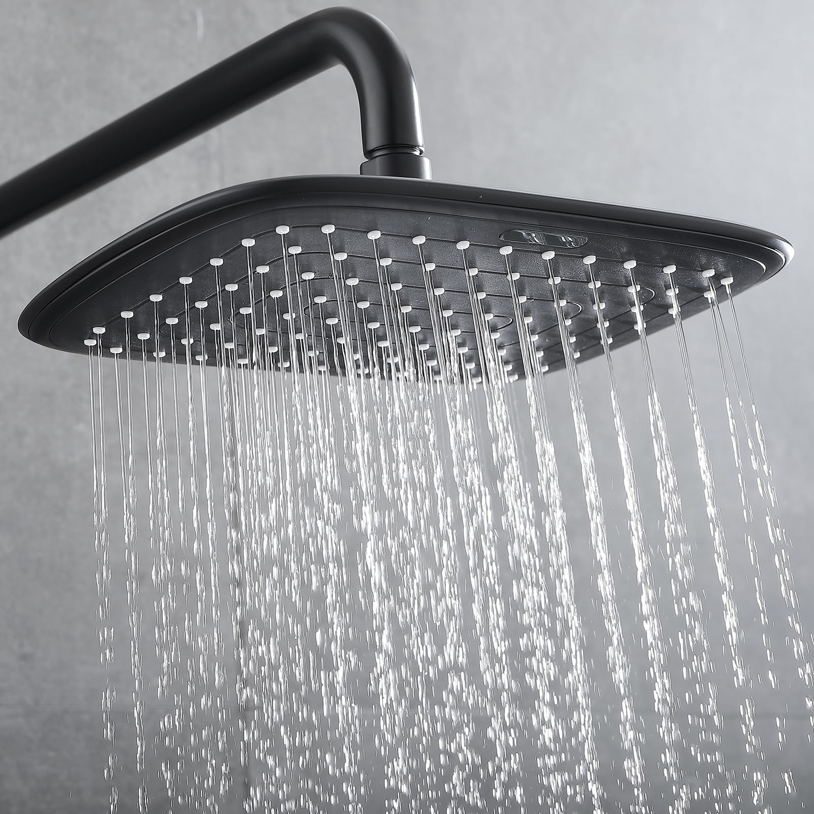 Premium Matte Black Exposed Shower System with Thermostatic Brass Valve - Adjustable 10