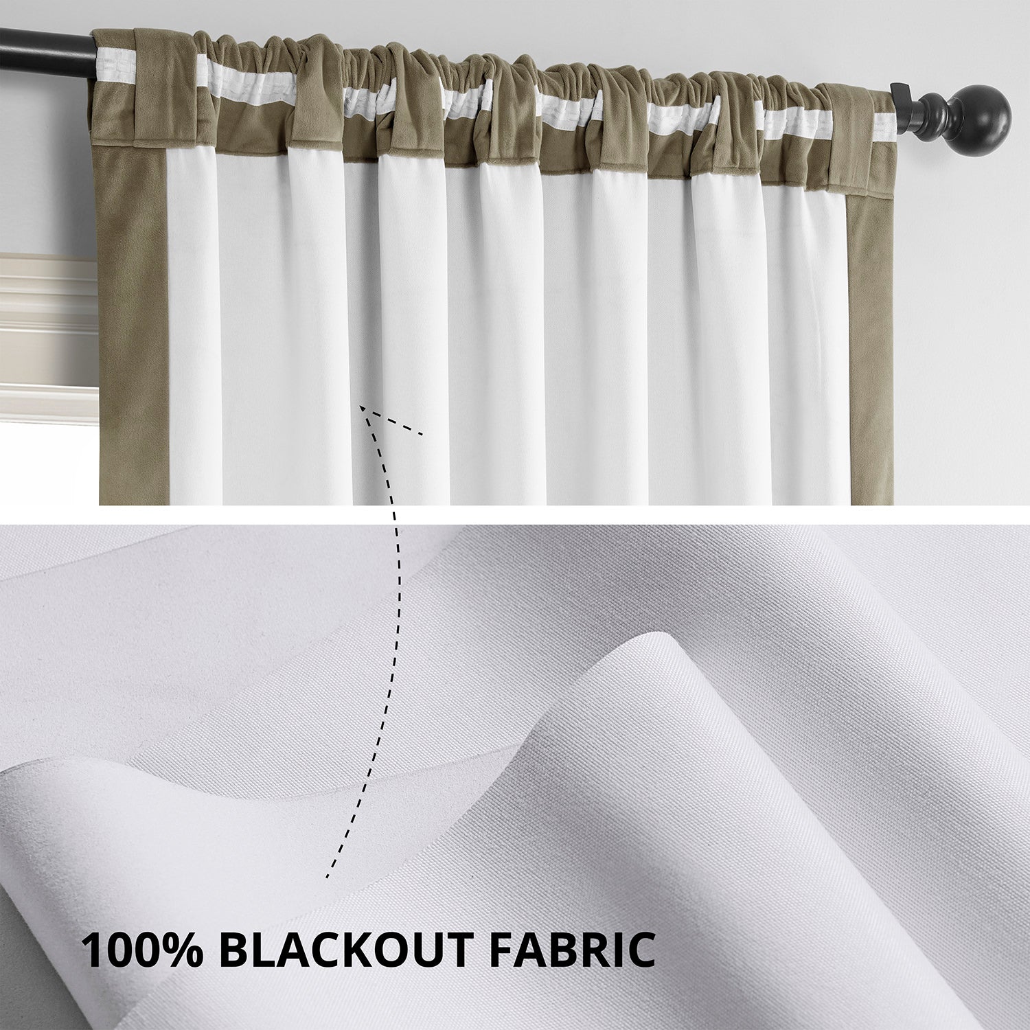 Denver Taupe Blackout Curtains for Bedroom - Signature Velvet Thermal Insulated Drapes for Living Room & Nursery - Noise Reducing & Light Blocking Window Treatments