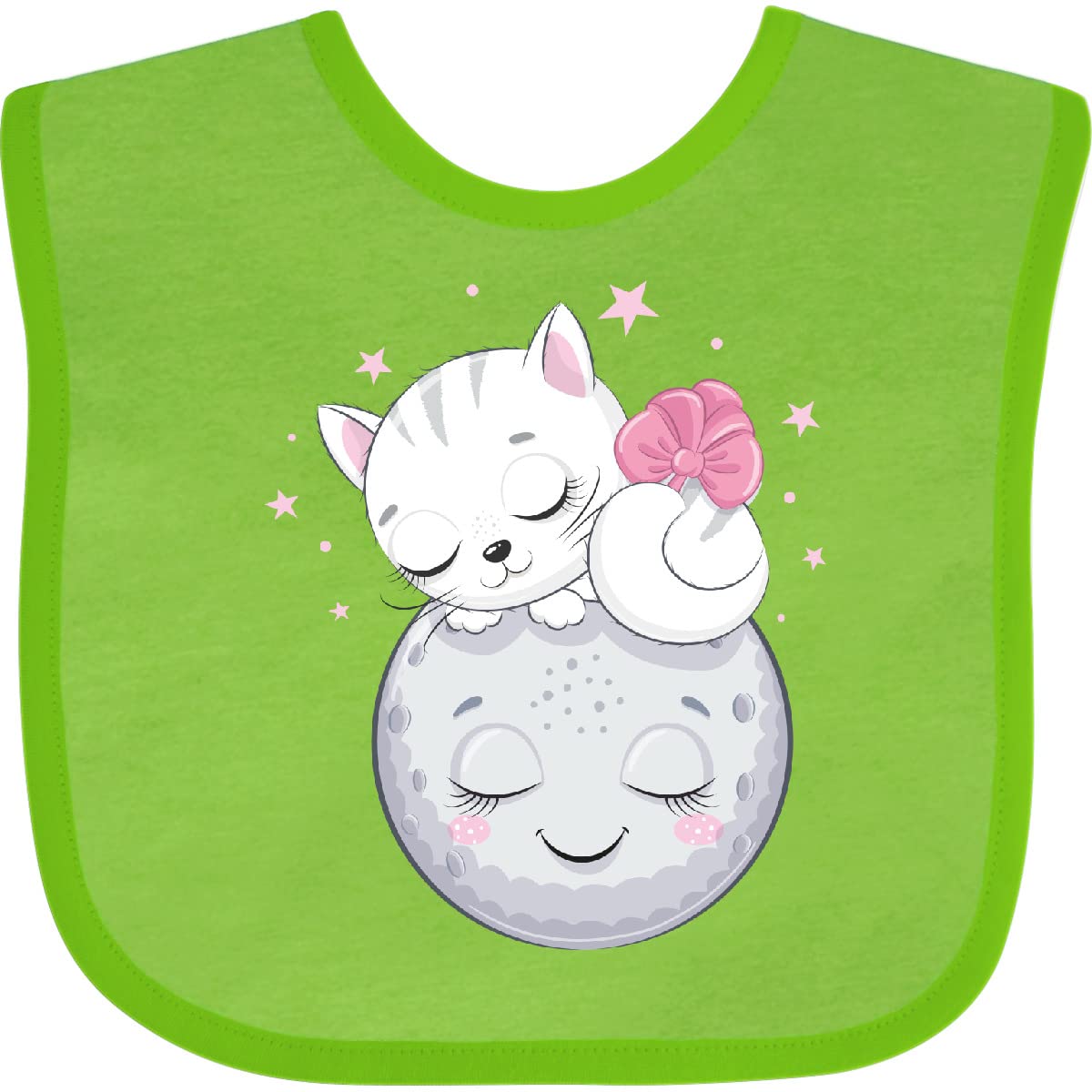 Inktastic Cat on the Moon Baby Bib - Adorable Cat Design for Babies & Toddlers - Perfect for Mealtime, Feeding, and Messy Play - Soft & Washable Cotton Bibs for Newborns & Infants