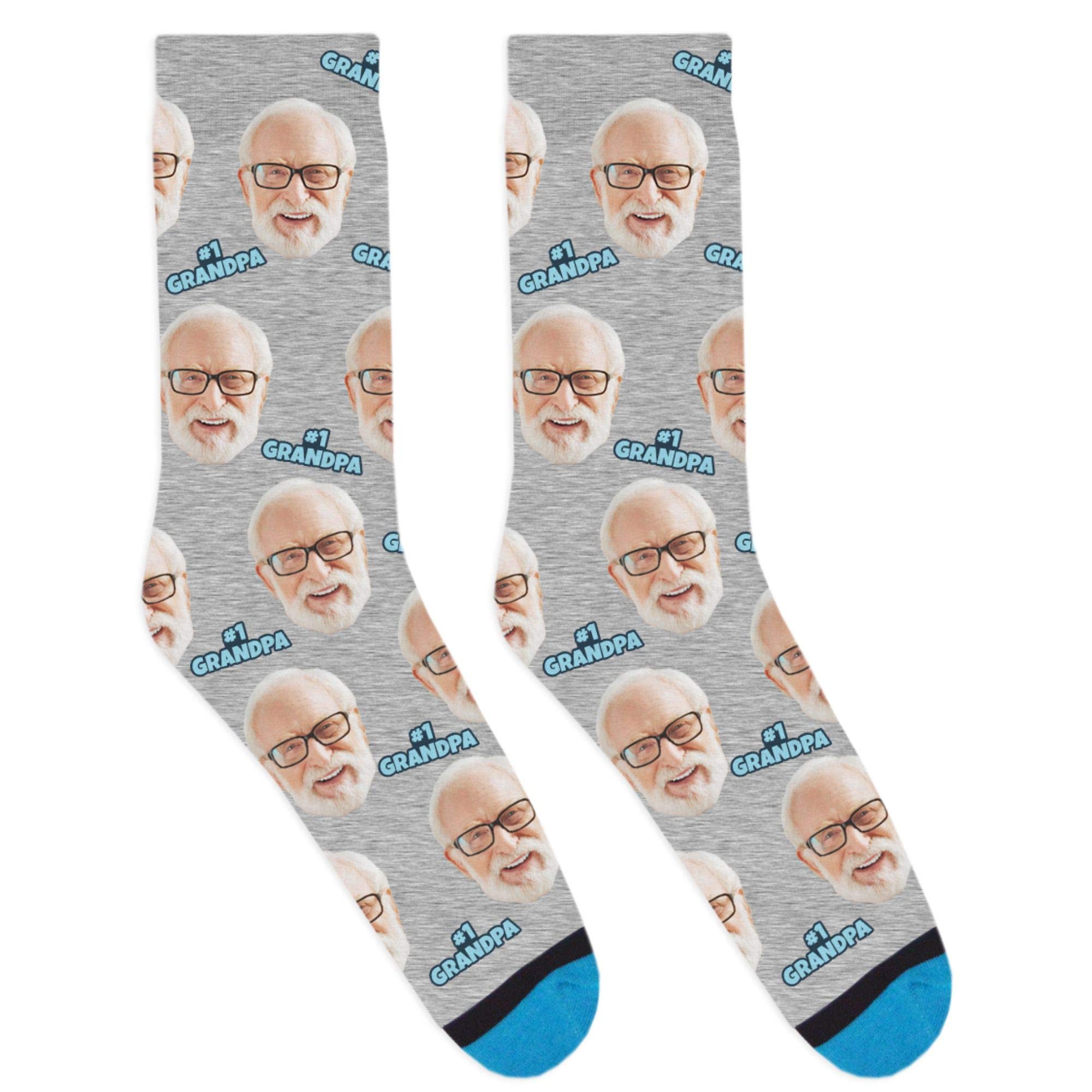 DivvyUp Custom #1 Grandpa Socks - Funny Novelty Gift Socks for Grandfathers - Perfect for Father's Day, Birthday & Retirement Gifts