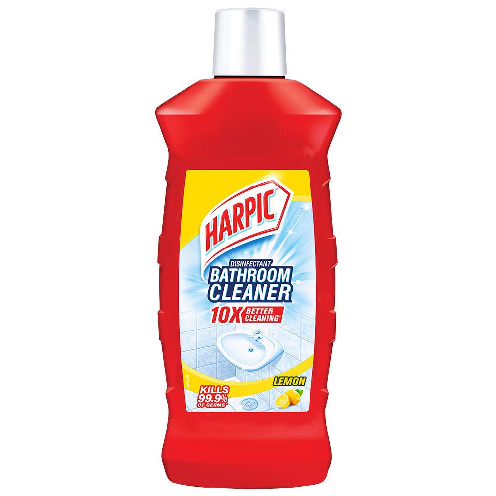Harpic Lemon Scent Bathroom Cleaner Liquid - 1 Litre | Powerful Toilet & Floor Cleaner | Thick Formula for Stubborn Stains | Ideal for Tiles, Sinks & Showers