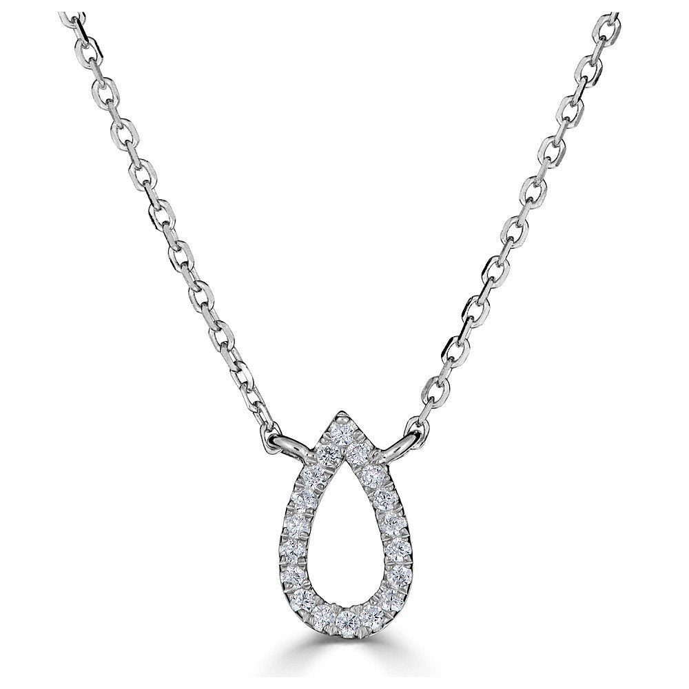 14KT Gold 1/20 CTW Diamond Pear Outline Pendant Necklace for Women - Elegant Jewelry Gift for Anniversary, Valentine's Day & Special Occasions
