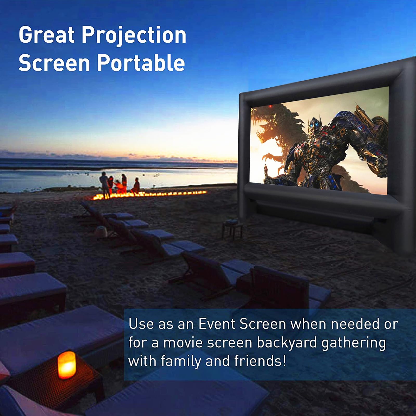 21ft Inflatable Outdoor Movie Screen - Portable Projection Screen for Home Theater, Backyard & Camping | Front/Rear Viewing | Includes Blower for Indoor & Outdoor Use | Perfect for Movie Nights, Parties & Events