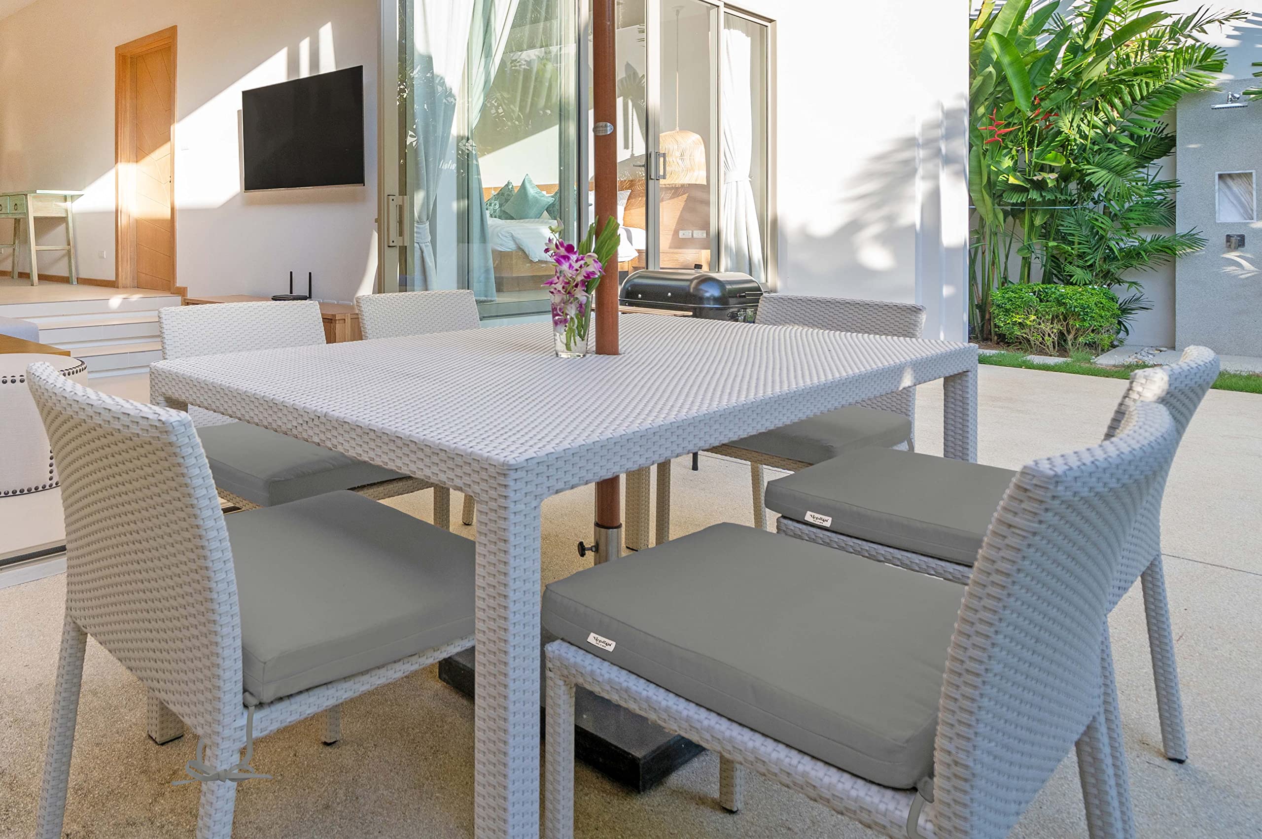 Premium 20x20 Inch Indoor/Outdoor Square Chair Cushions with Ties - Waterproof Patio Seat Cushions Set of 2 for Garden Furniture, Deck Chairs & Home Decor (Gray) - Perfect for Backyard Lounging, Poolside Relaxation & Outdoor Dining