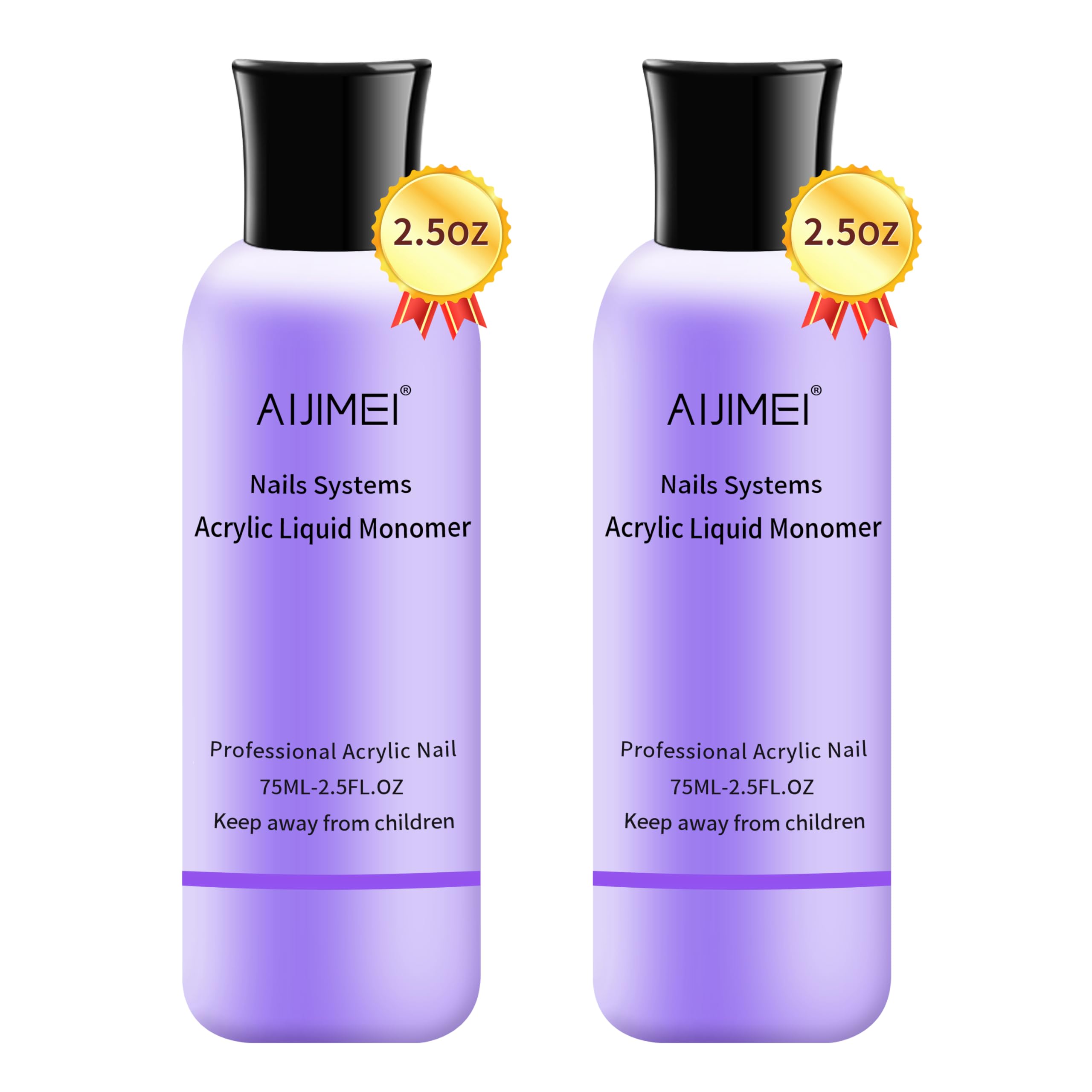 AIJIMEI Acrylic Liquid Monomer - 5oz (75ml/2.5fl.oz) 2-Pack for Professional Nail Art | Fast-Drying Acrylic Nail Liquid for Acrylic Powder | Perfect for DIY Manicures, Salon Nail Extensions & Nail Art Designs