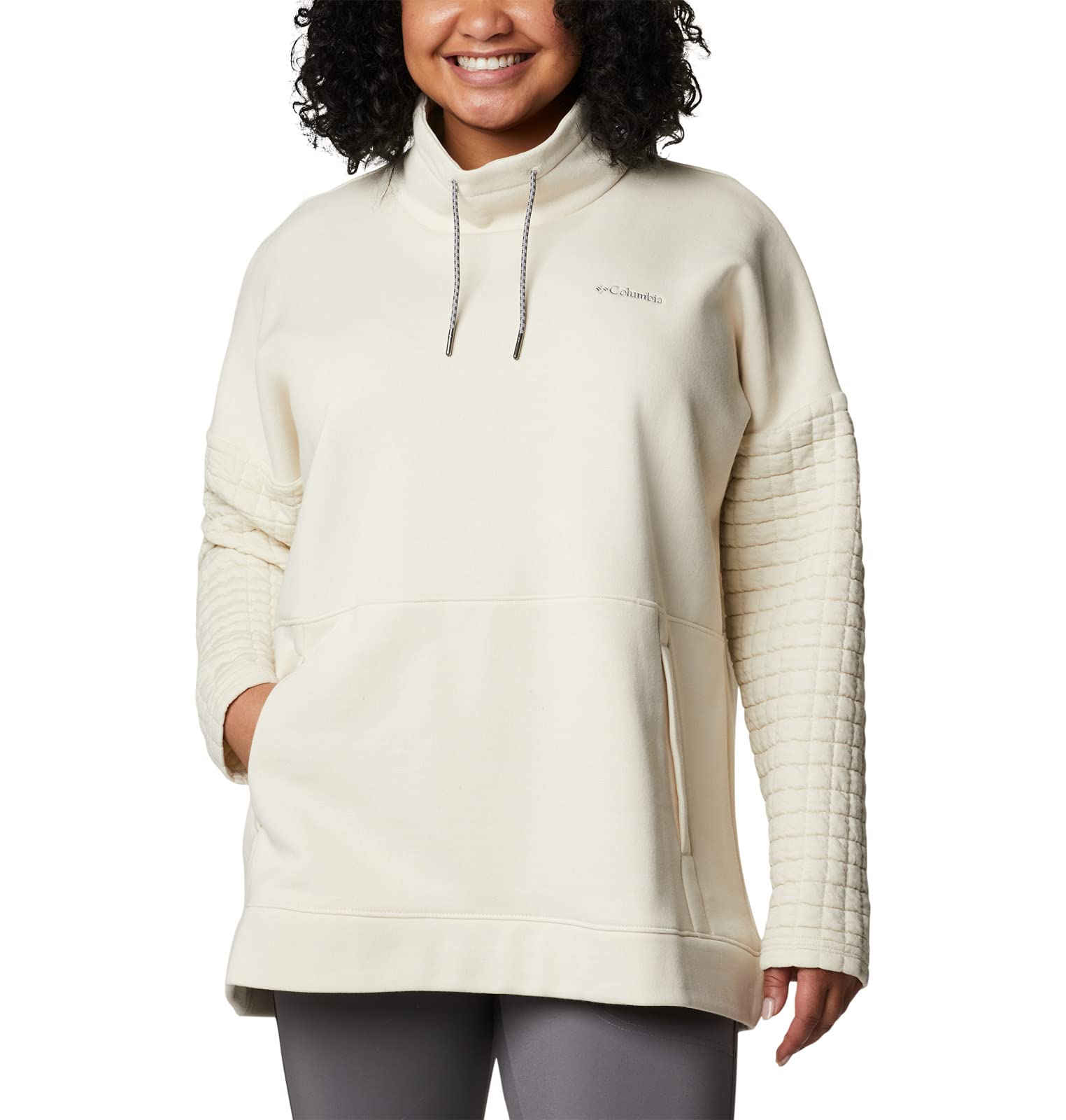 Columbia Women's Sunday Summit Oversized Funnel Neck Fleece Jacket - Chalk (Medium) | Warm Winter Outerwear for Hiking, Camping & Outdoor Adventures