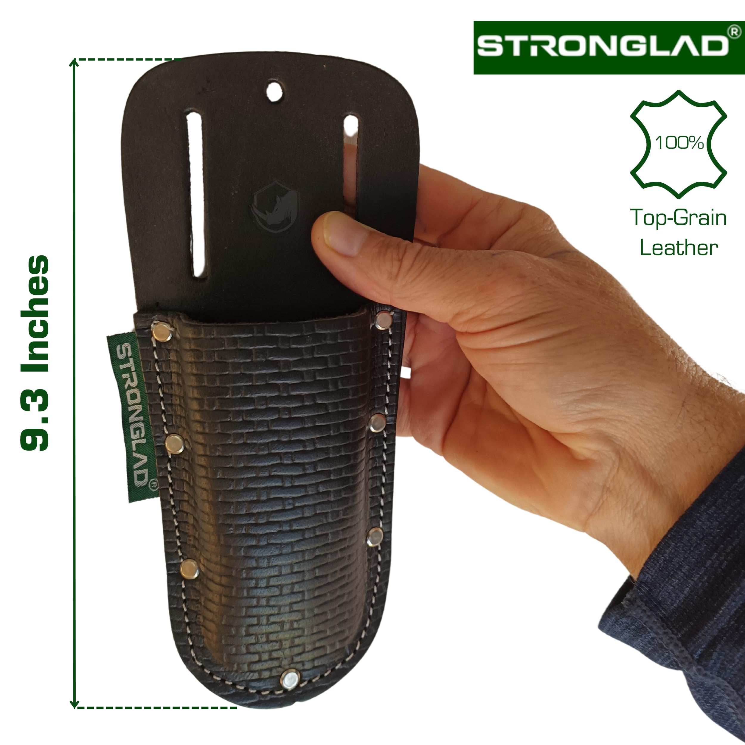 Premium Full-Grain Leather Plier Holder - Heavy Duty Embossed Tool Holster for Electricians & Craftsmen - Belt Clip & Tool Belt Accessory | Perfect for Electrical Work, Plumbing & DIY Projects | by STRONGLAD
