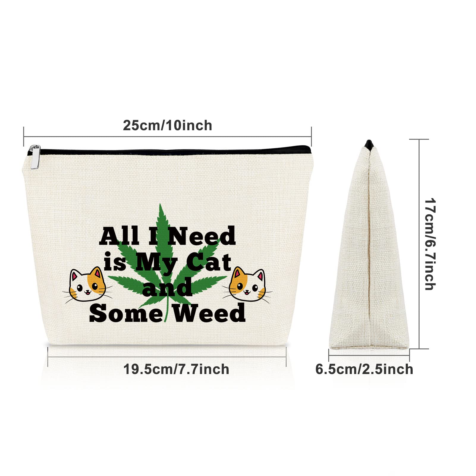 Cat Lover Gift for Women - Weed Leaf Design Makeup Bag, Friendship & Birthday Gift for Sister, Cat Mom Cosmetic Travel Pouch - Perfect for Thanksgiving, Christmas, and Daily Use