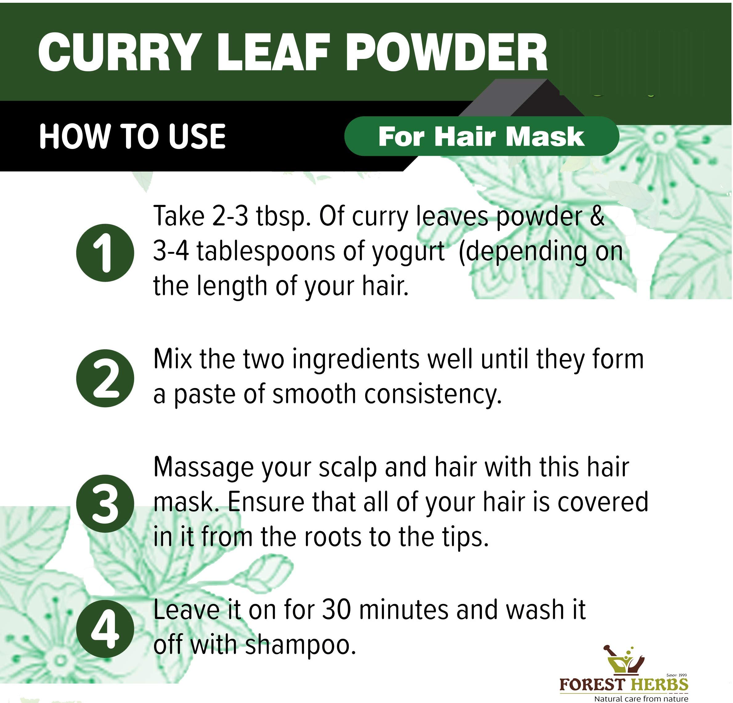 100% Pure Curry Leaves Powder 200G | Sun-Dried & Stemless | Promotes Strong & Shiny Hair Growth | Natural Ayurvedic Herbal Supplement | For Hair Masks, Tea & Cooking | USDA Organic Certified
