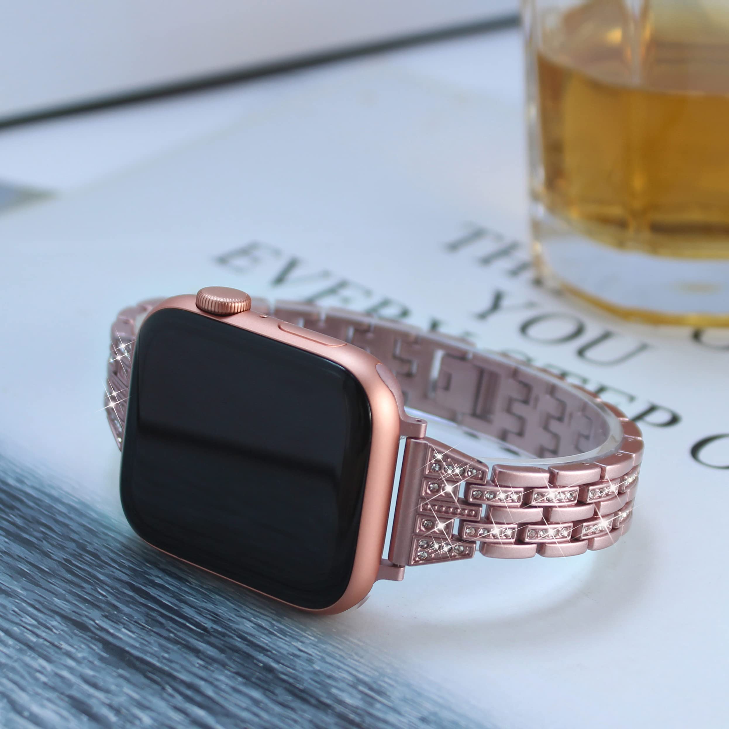 Elegant Stainless Steel Women's Watch Band Compatible with Apple Watch 38mm 40mm 41mm 42mm 44mm 45mm - Slim Rhinestone Strap for Apple Watch Series 7/6/SE/5/4/3/2/1 - Perfect for Work, Parties & Everyday Wear