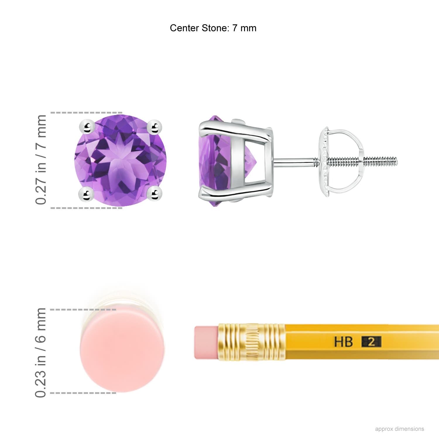 ANGARA Natural Round Amethyst Stud Earrings in Sterling Silver/14K Solid Gold/Platinum | February Birthstone Jewelry for Women | Birthday, Engagement, Anniversary & Wedding Gift | Perfect for Everyday Wear & Special Occasions