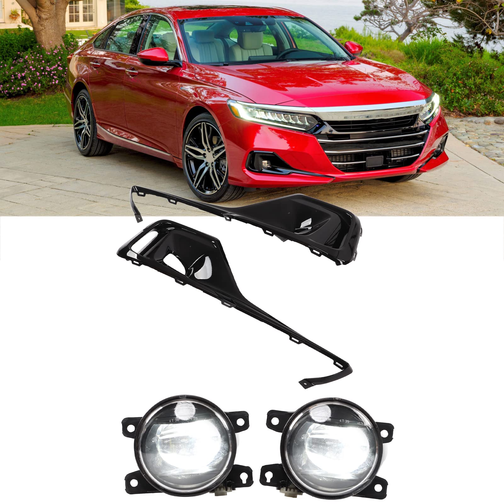 LED Fog Lights for Honda Accord 2021-2022 - 1 Pair Left & Right Fog Lamp Assembly Replacement - Durable Front Bumper Running Lights - Perfect for Night Driving, Foggy Conditions & Off-Road Adventures