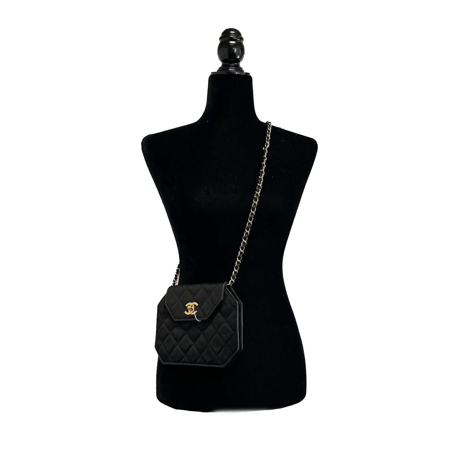 Vintage Chanel 90s Black Quilted Octagon CC Shoulder Bag - Luxury Designer Handbag for Women | Perfect for Evening Parties, Date Nights & Special Occasions