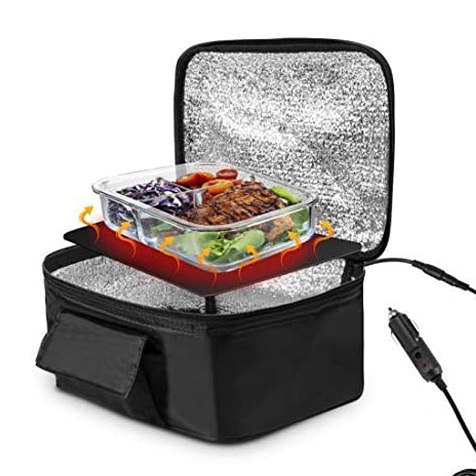 12V Portable Electric Car Oven - Mini Food Warmer & Heated Lunch Box for Reheating Meals & Cooking on the Go - Perfect for Road Trips, Camping, Picnics & Family Gatherings