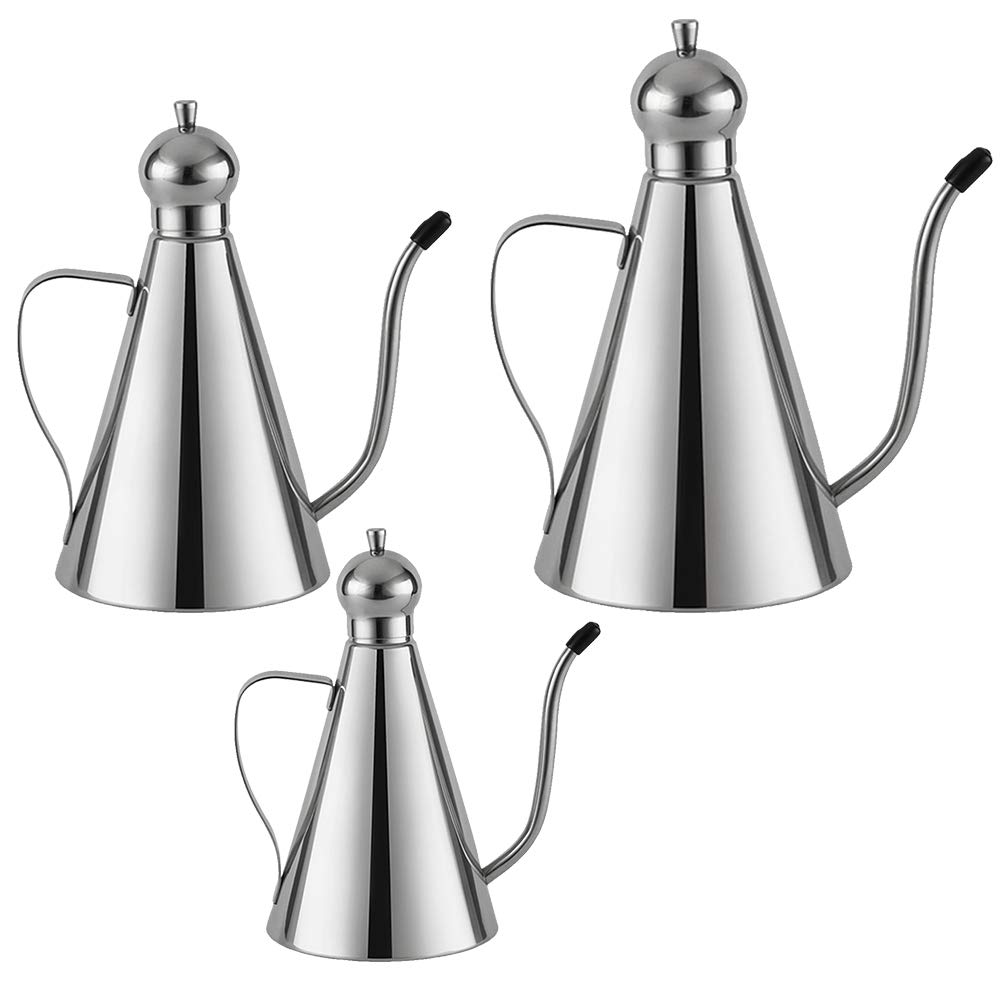 Premium Stainless Steel Olive Oil Dispenser Bottle - 350ml Leakproof Kitchen Oil Drizzler for Cooking & Salad Dressing - Perfect for Home, Restaurant & Gourmet Use