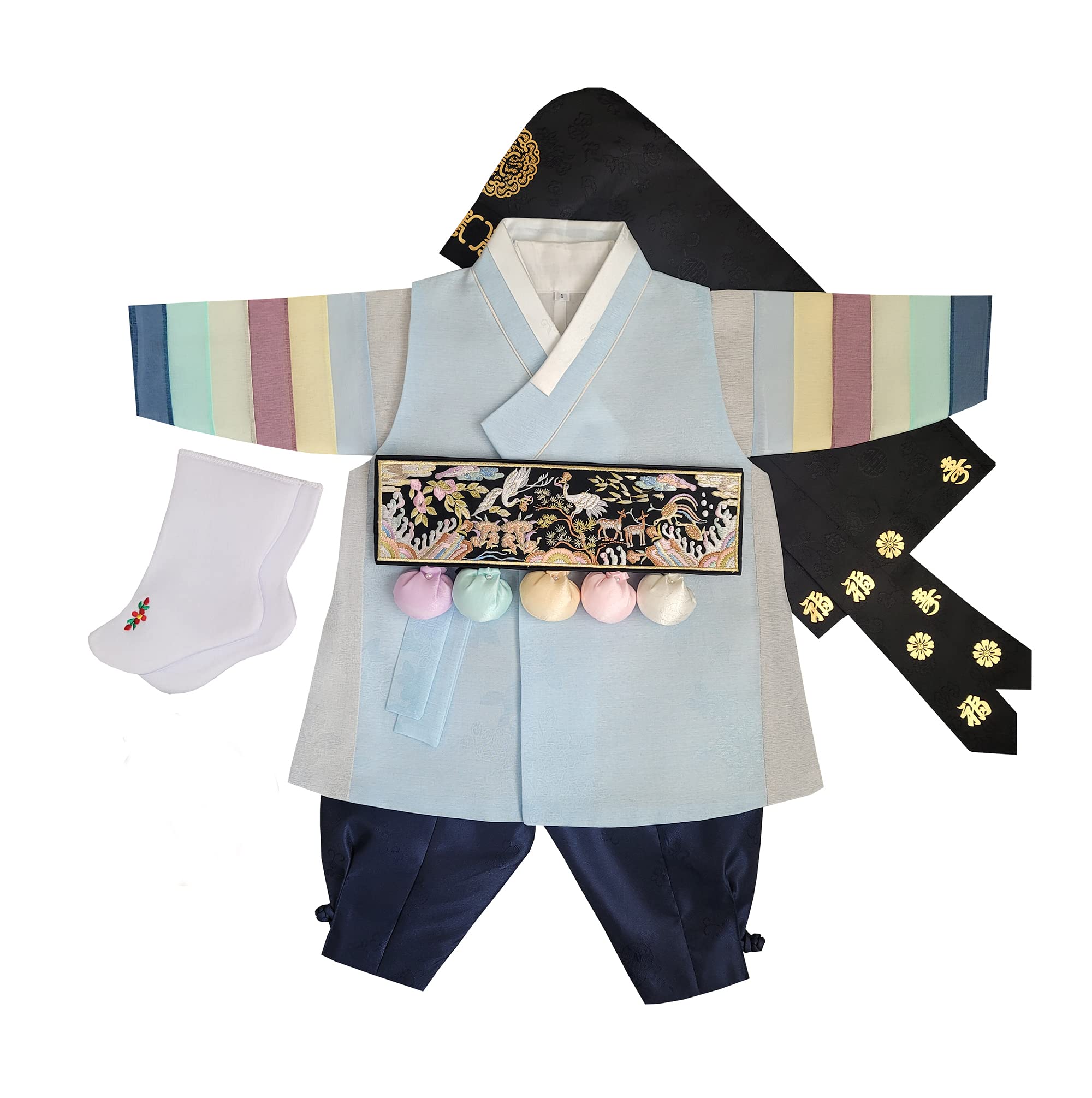 Traditional Korean Hanbok for Baby Boys - Light Blue Dol Hanbok Outfit for 1st Birthday Party & Korean Celebrations | Perfect for Doljanchi, Photo Shoots & Cultural Events
