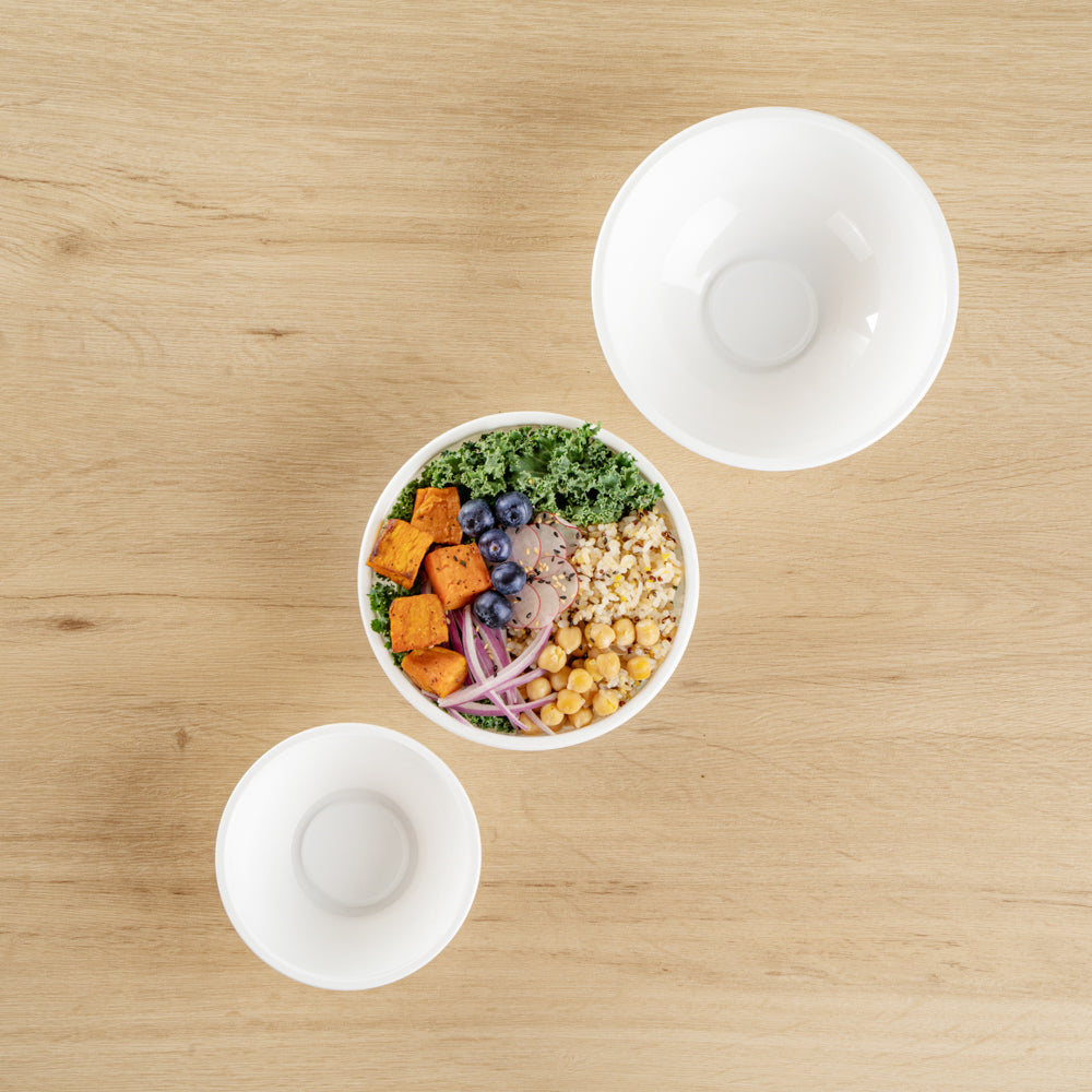 18 oz Round White Plastic Salad Bowls - 6 x 6 x 2.5 Inches - Pack of 200 - Disposable Party Bowls for Salads, Snacks, Desserts & Catering Events