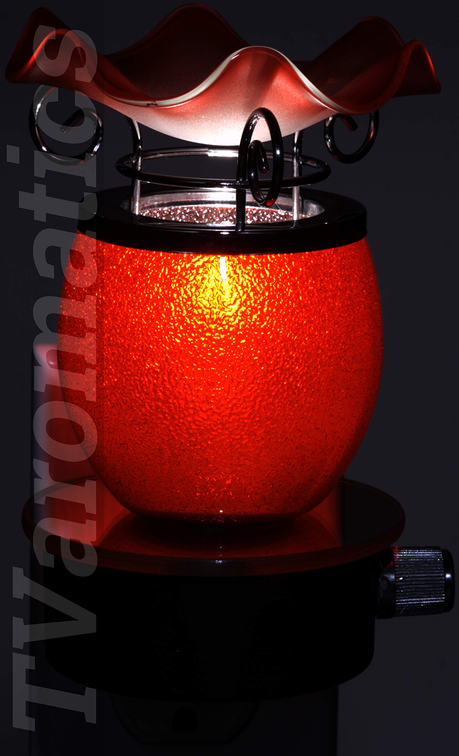 TVaromatics Red Glass Plug-in Aroma Lamp Oil Warmer - Essential Oil Diffuser for Home, Office & Spa | Creates Relaxing Ambiance with Fragrant Scents