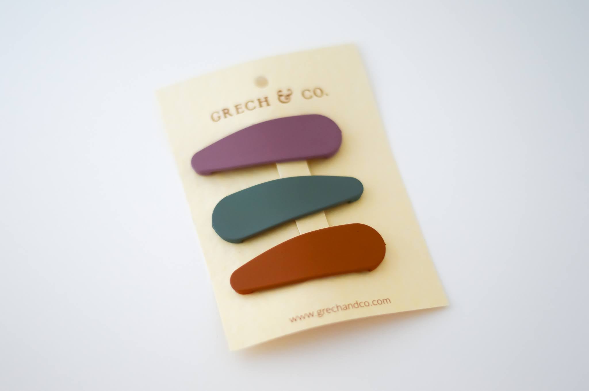 Grech & Co Snap Matte Clip Set of 3 - Fern, Spice & Burlwood Hair Clips for Women | Perfect for Ponytails, Braids & Updos | Hair Accessories for Everyday Style & Special Occasions