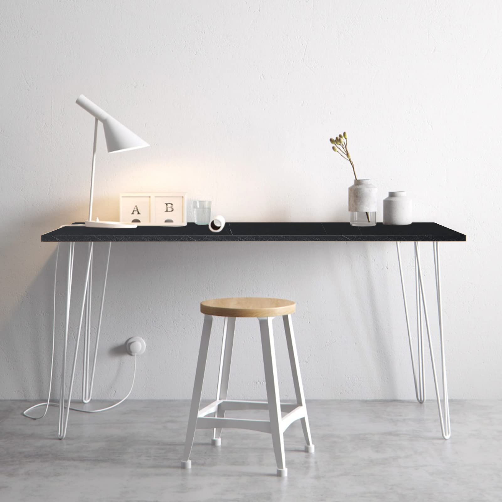36x24 Inches Solid Wood Tabletop - 1 Inch Thick Kaboon Desktop for Sit Stand Desk, L-Shaped Workstation & Home Office - Durable Countertop for Commercial Use (Cloud Atlas/Black Marble) - Perfect for Home Offices, Gaming Setups & Workspace Solutions