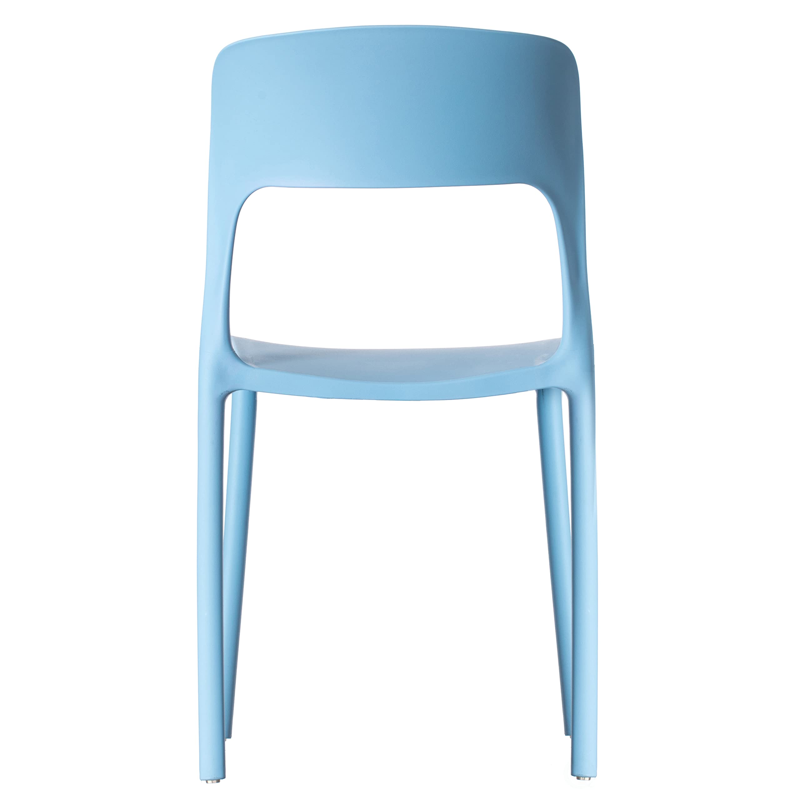 Fabulaxe Modern Plastic Outdoor Dining Chair with Open Curved Back - Lightweight & Weather-Resistant Patio Furniture for Garden, Poolside, and Backyard Dining (Blue)
