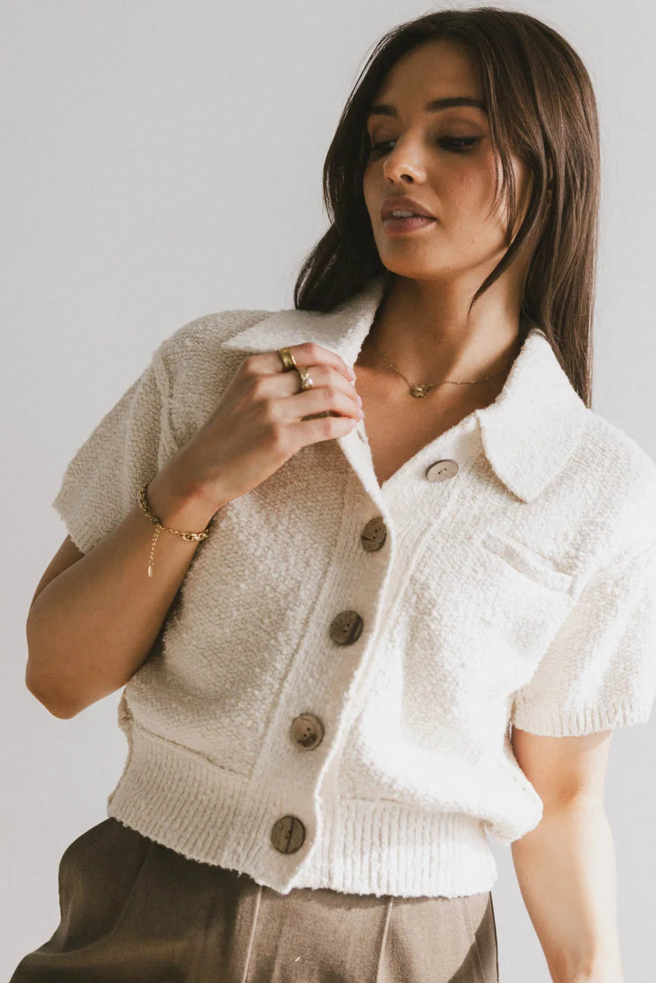 Hayes Knit Cardigan Women's Lightweight Sweater in Cream - Cozy Fall & Winter Layering for Office, Casual Outfits & Travel