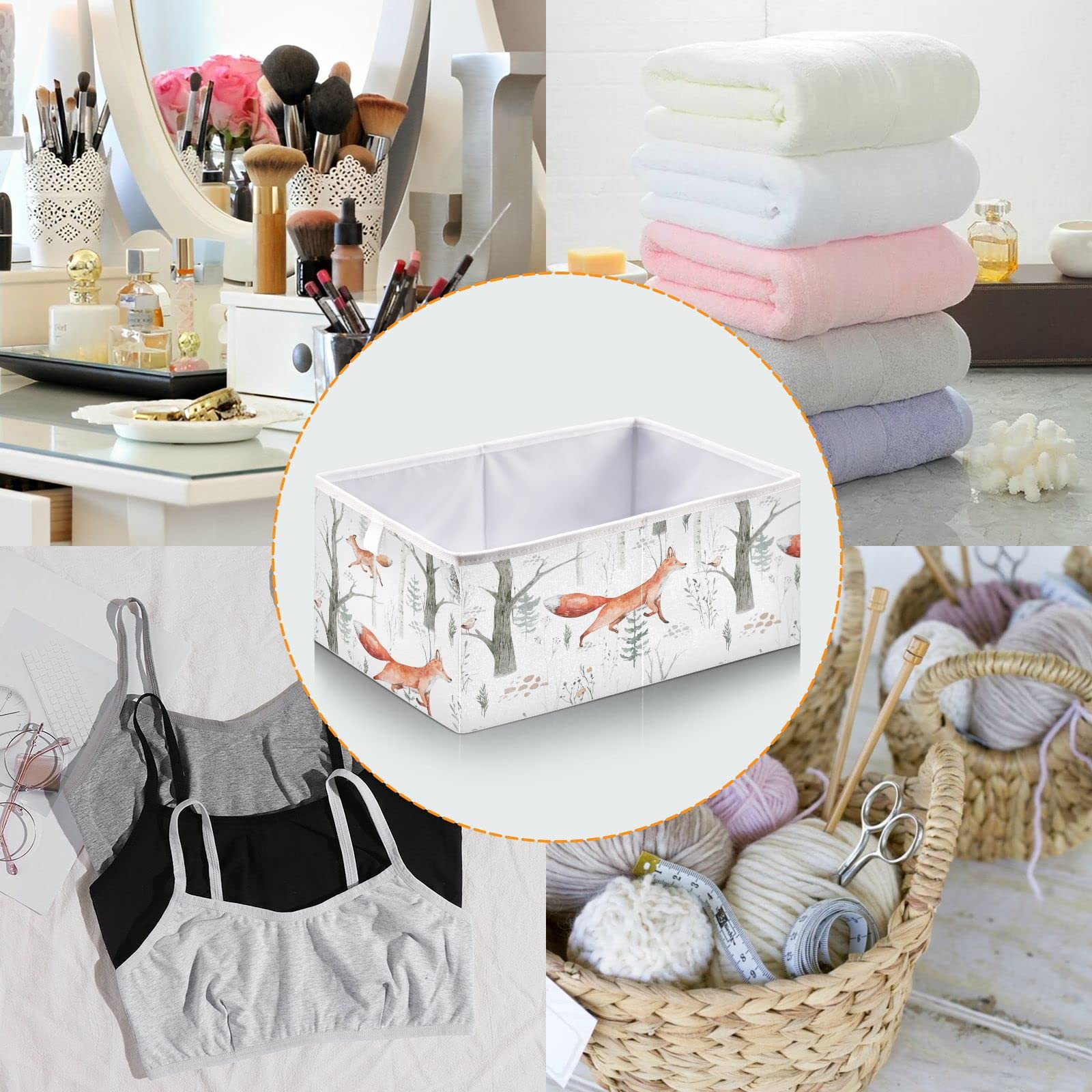 DOMIKING Foldable Fabric Storage Bins with Handles - 11 Inch Closet Organizers for Bedroom & Shelves