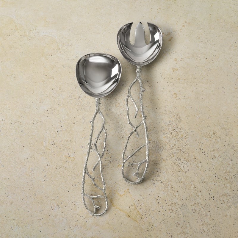 Premium Pomegranate Silver Serving Set - Elegant 3-Piece Dessert Utensils for Cake, Pastry & Cheese - Perfect for Dinner Parties, Weddings & Holiday Entertaining