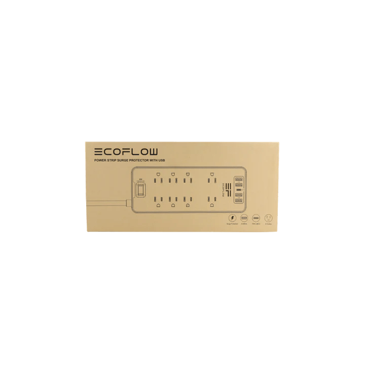 EcoFlow Surge Protector - 6-Outlet Power Strip with USB Ports, 1875W/15A Overload Protection for Home & Office - Perfect for Computers, TVs, and Electronics