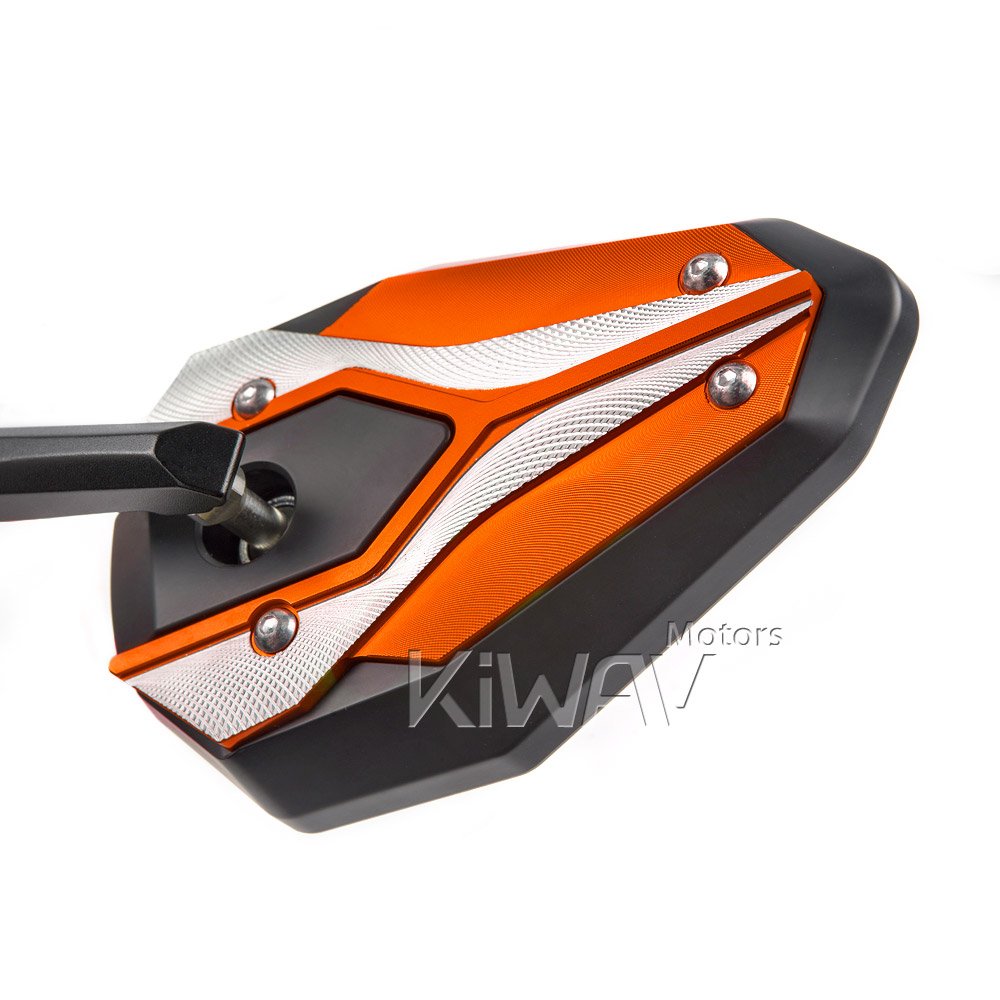 KiWAV ViperII Orange Motorcycle Bar End Mirrors - Compatible with Triumph Water-Cooled Bikes | Durable & Vibrant Safety Upgrade for Street & Cruiser Motorcycles