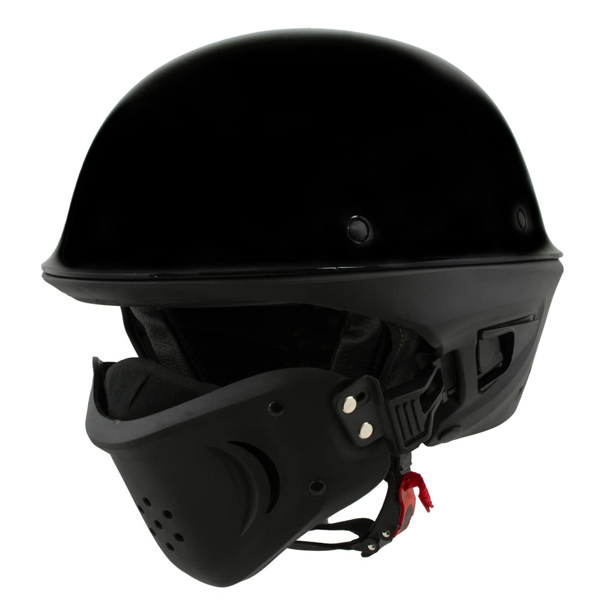 Milwaukee MPH9831DOT Rascal 3/4 Open Face Motorcycle Helmet - DOT Approved, Gloss Black, 2-in-1 Design for Bikers (Medium) - Perfect for Cruiser & Street Riding