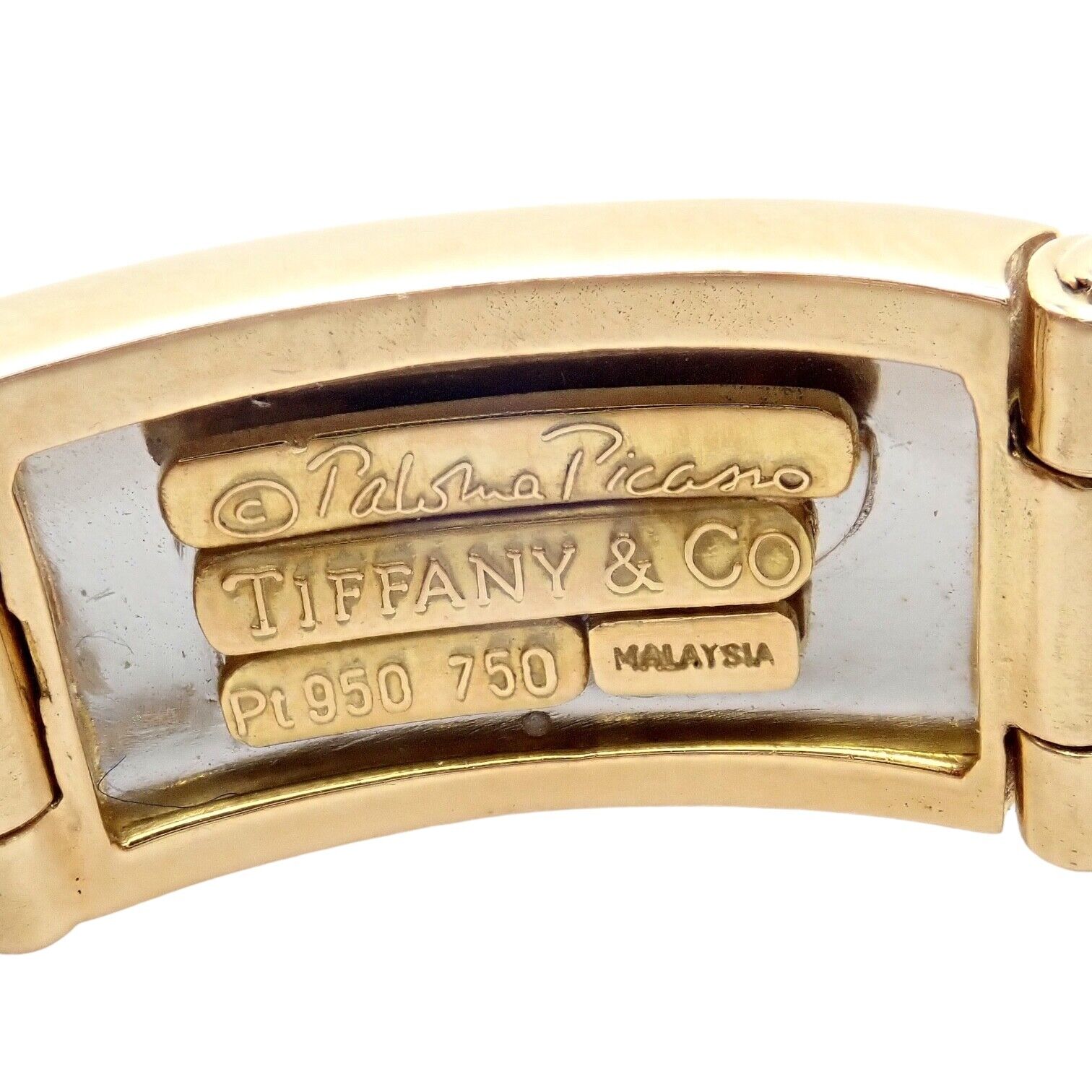 Authentic Tiffany & Co 18k Yellow Gold & Platinum Picasso Signature 9 Panel Bracelet - Luxury Vintage Jewelry for Women - Perfect for Gifts, Weddings & Special Occasions