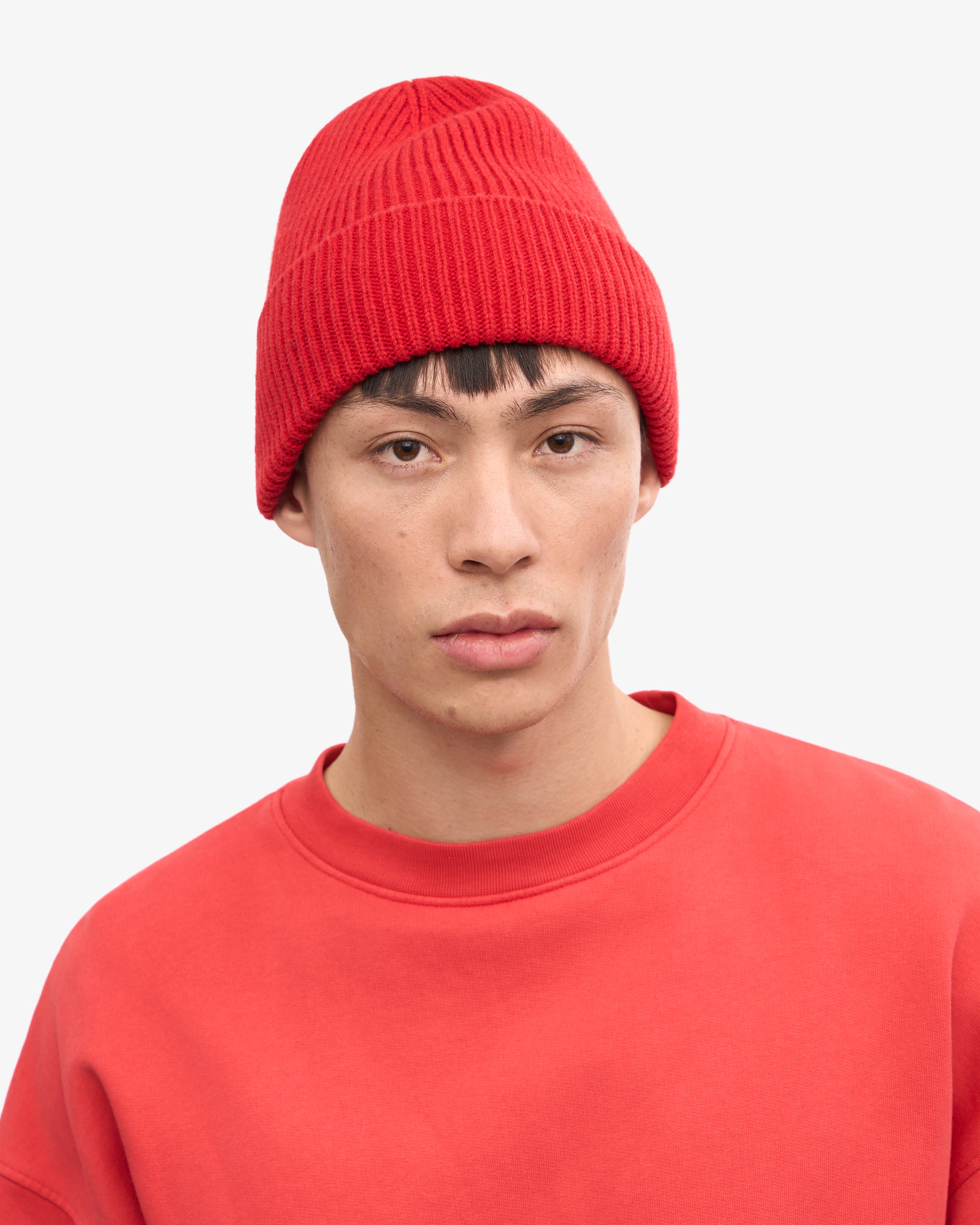 Premium Merino Wool Beanie - Warm Scarlet Red Winter Hat for Men & Women | Perfect for Skiing, Hiking & Cold Weather Activities