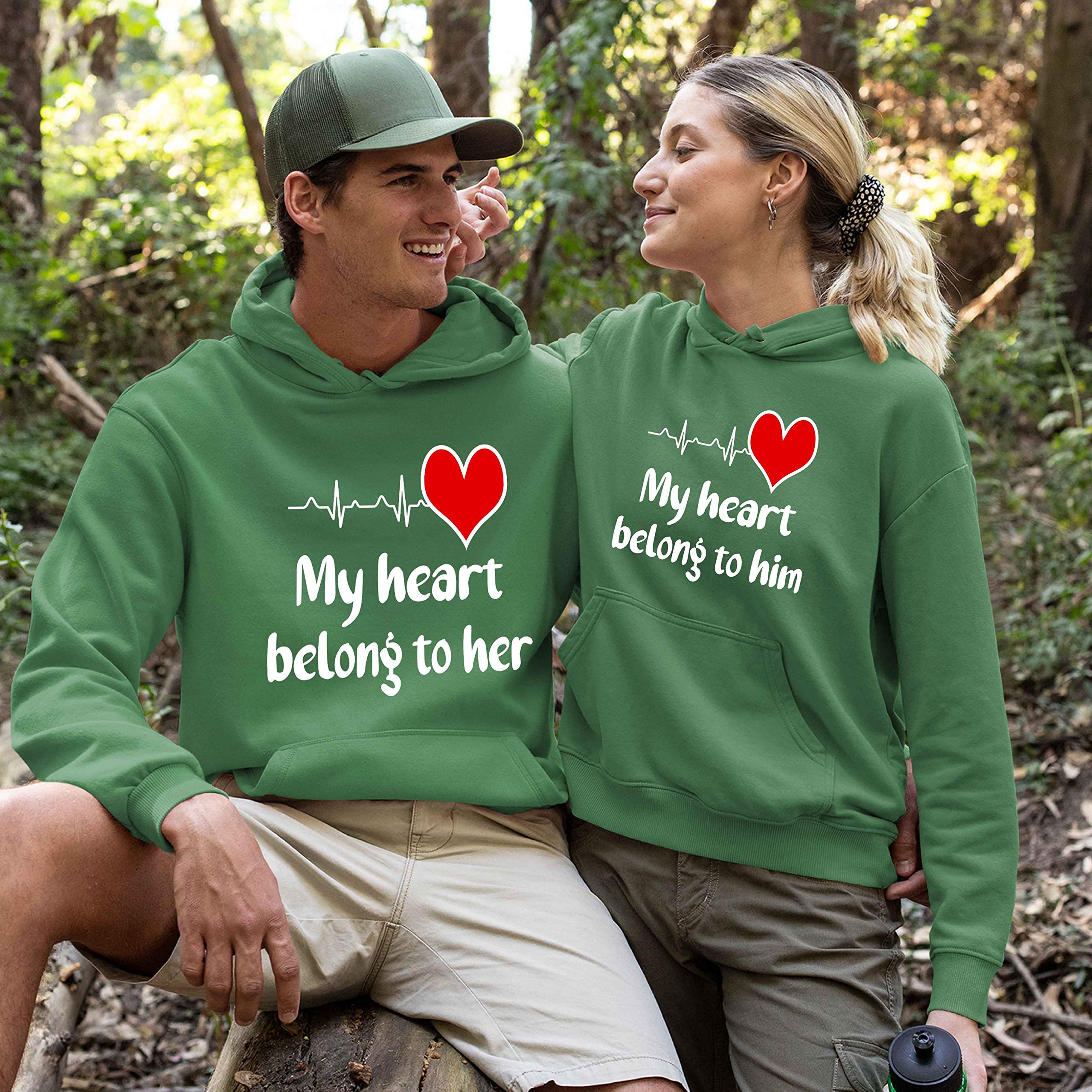 Best Family Gifts: My Heart Belongs To Him/Her Unisex Hoodies For Couples - Perfect For Date Nights & Cozy Evenings