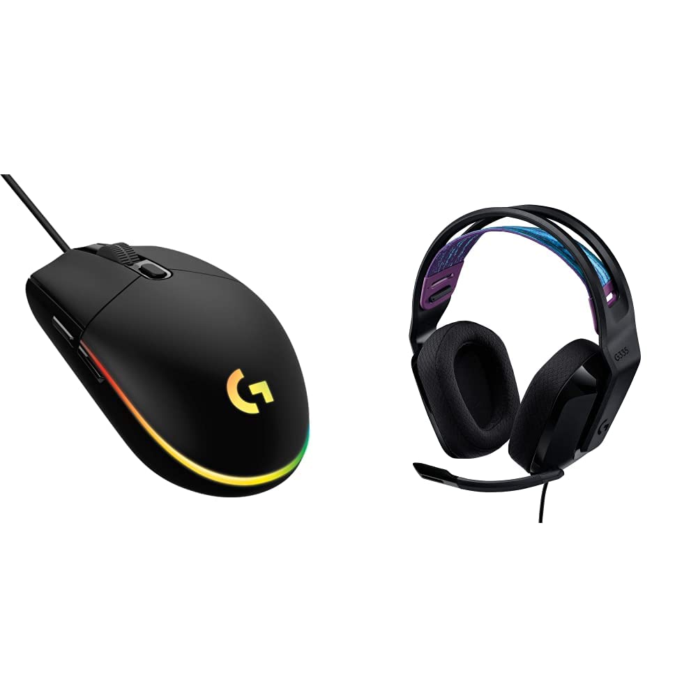 Logitech G335 Wired Gaming Headset with G203 Wired Gaming Mouse Combo - Black | PC, PS4, Xbox Gaming Accessories for Esports & Streaming