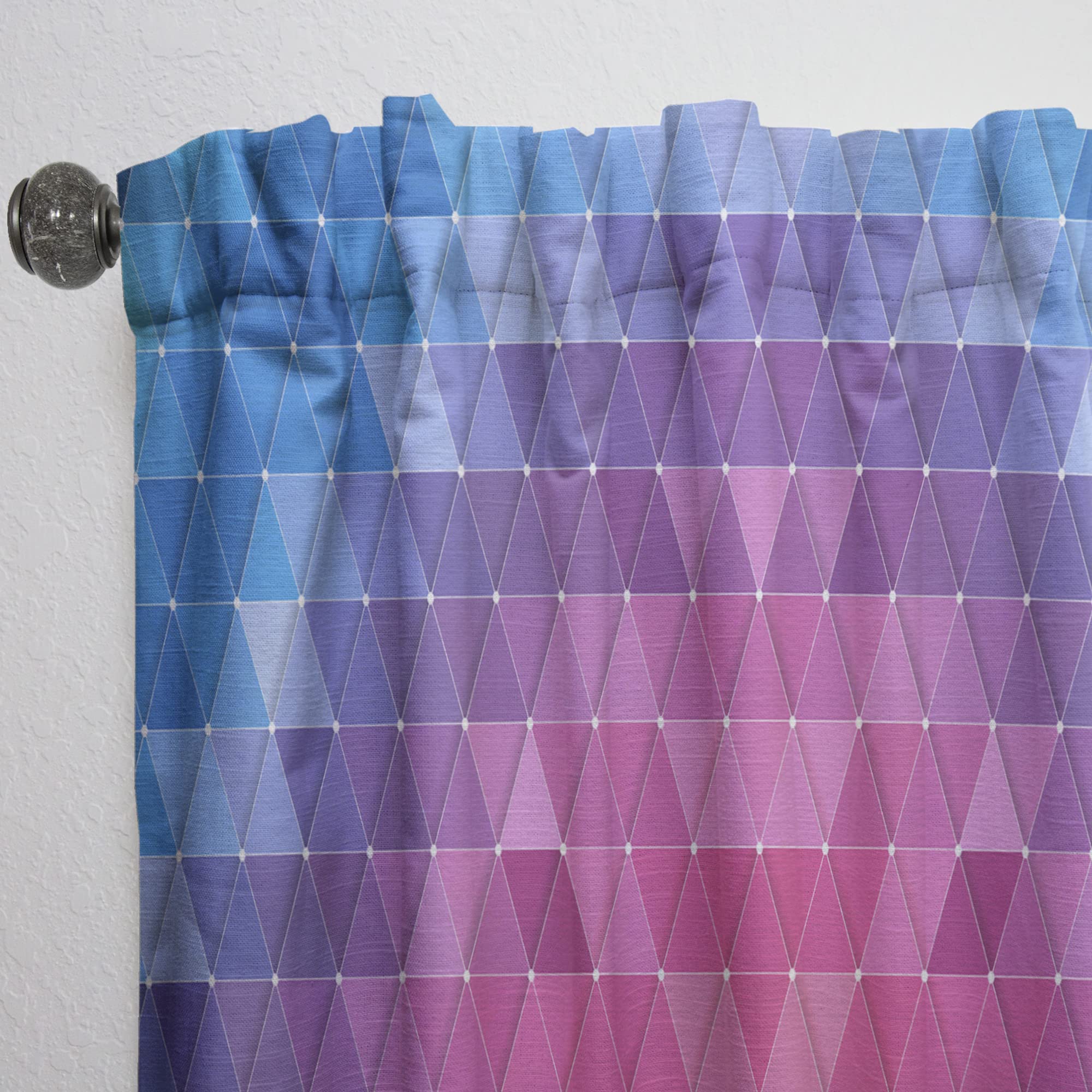 Blue Purple Pink Geometric Triangle Pattern Thermal Insulated Curtains - Single Panel 52x120 Inches - Perfect for Bedroom & Living Room Blackout Drapes