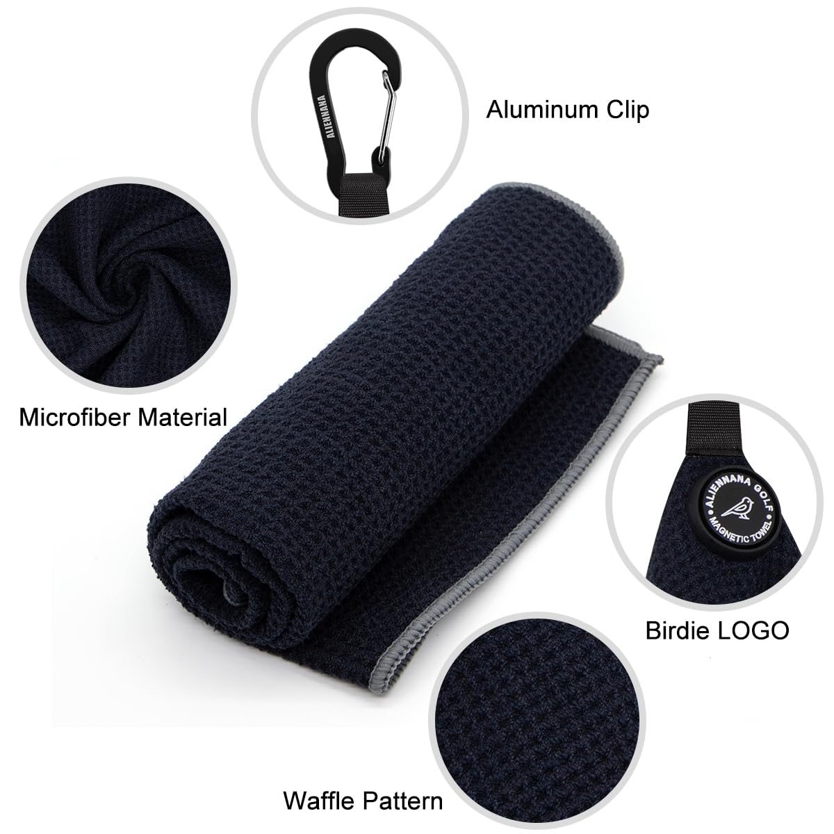 **Premium Magnetic Golf Towel - Microfiber Waffle Design with Clip & Industrial Strength Magnet for Golf Bags, Carts & Clubs | Durable, Absorbent & Secure for Golfing, Practice & Outdoor Sports**