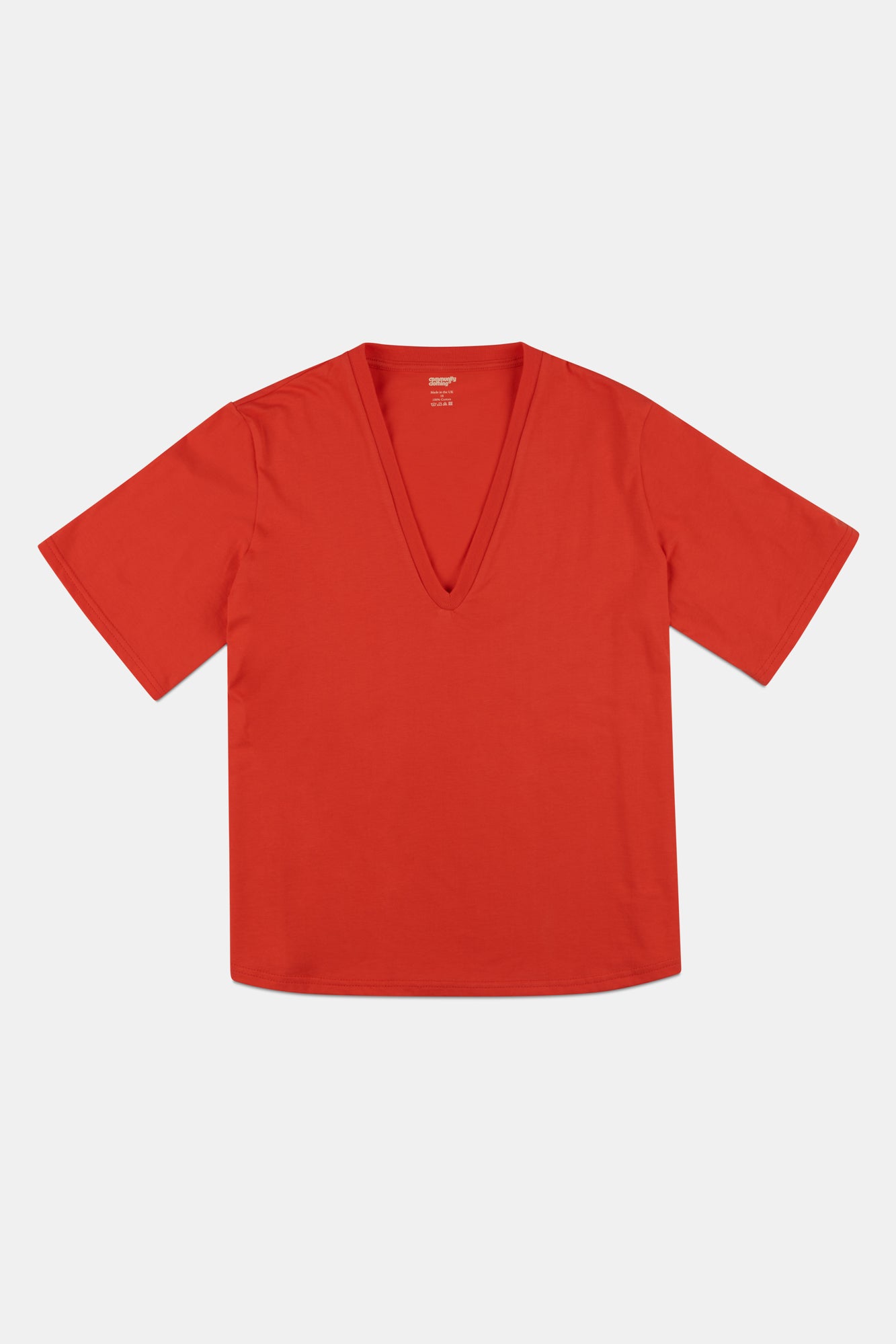 Women's Short Sleeve V-Neck T-Shirt - Soft Cotton Casual Tee in Flame Red | Perfect for Summer Outfits, Weekend Wear & Layering