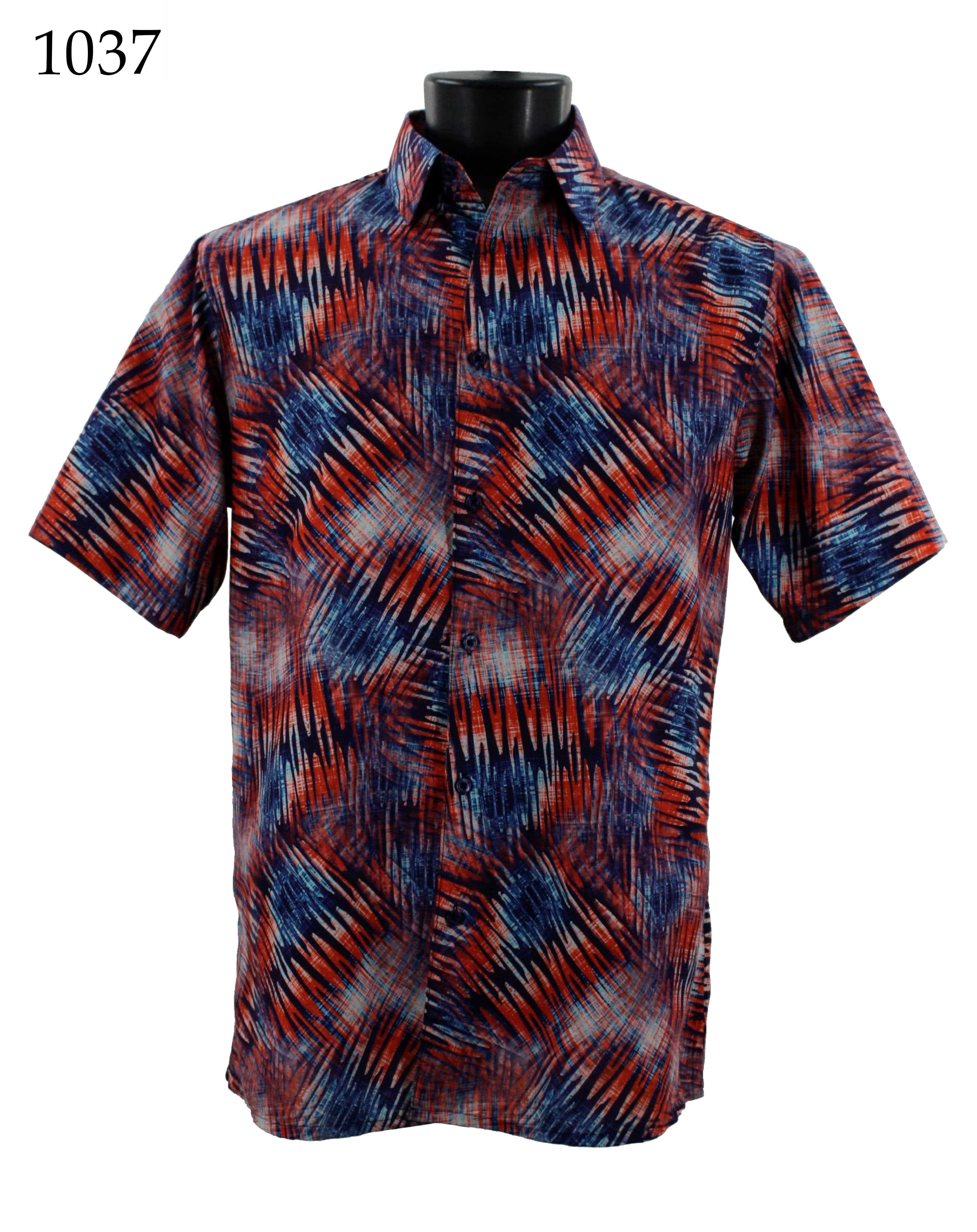 Bassiri Men's Casual Short Sleeve Shirt 1037 - Comfortable Cotton Button Down Shirt for Summer, Work, and Outdoor Activities