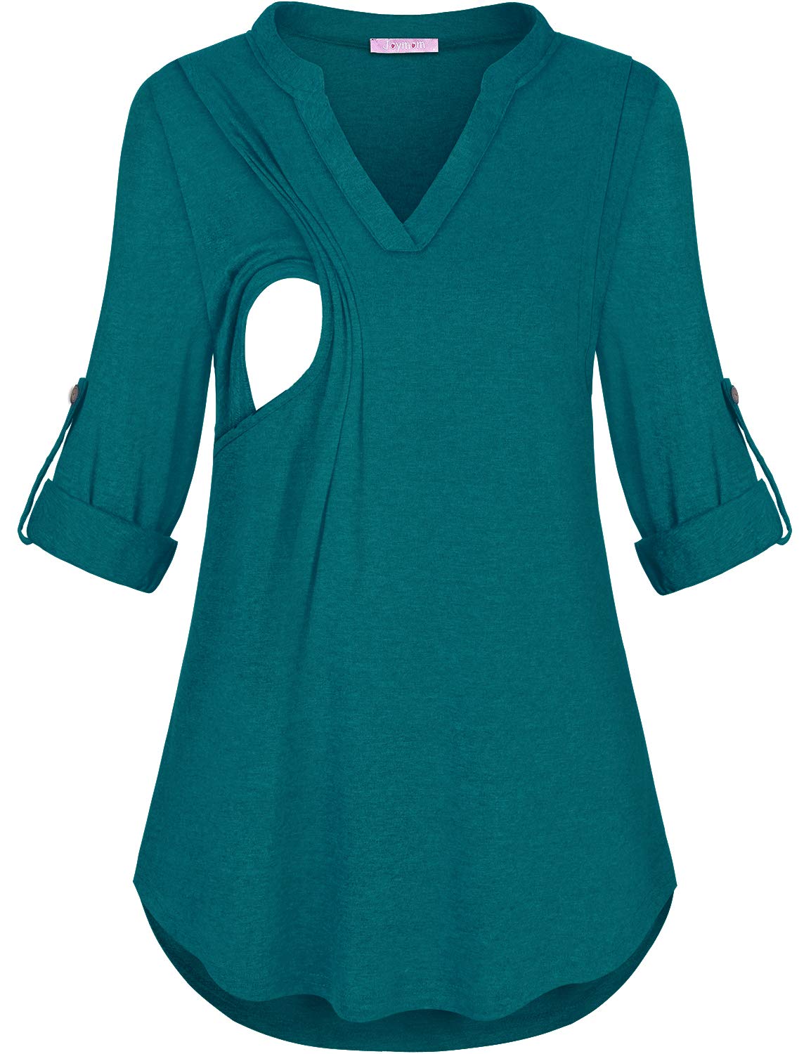 Joymom Maternity Nursing Tops - 3/4 Rolled Sleeve Breastfeeding Shirts for Nursing Mothers | Comfortable Nursing Clothes for Work, Outing & Daily Wear