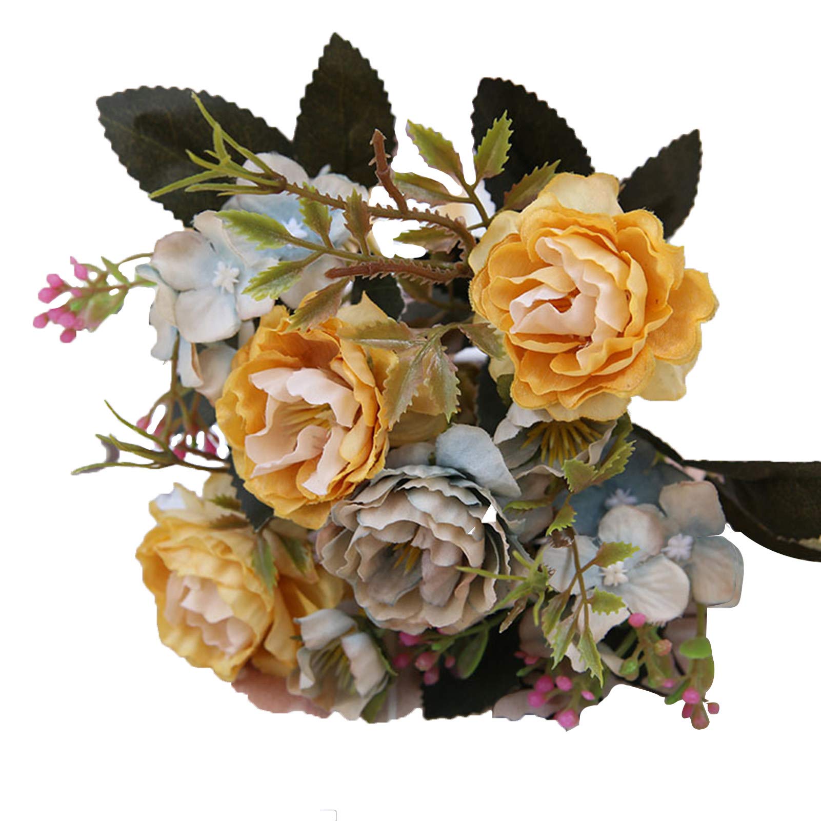 5 Pack Artificial Silk Flowers Bouquet - Handmade Faux Roses for Home Decor, Wedding Centerpieces, Table Arrangements & Office Desk Decorations