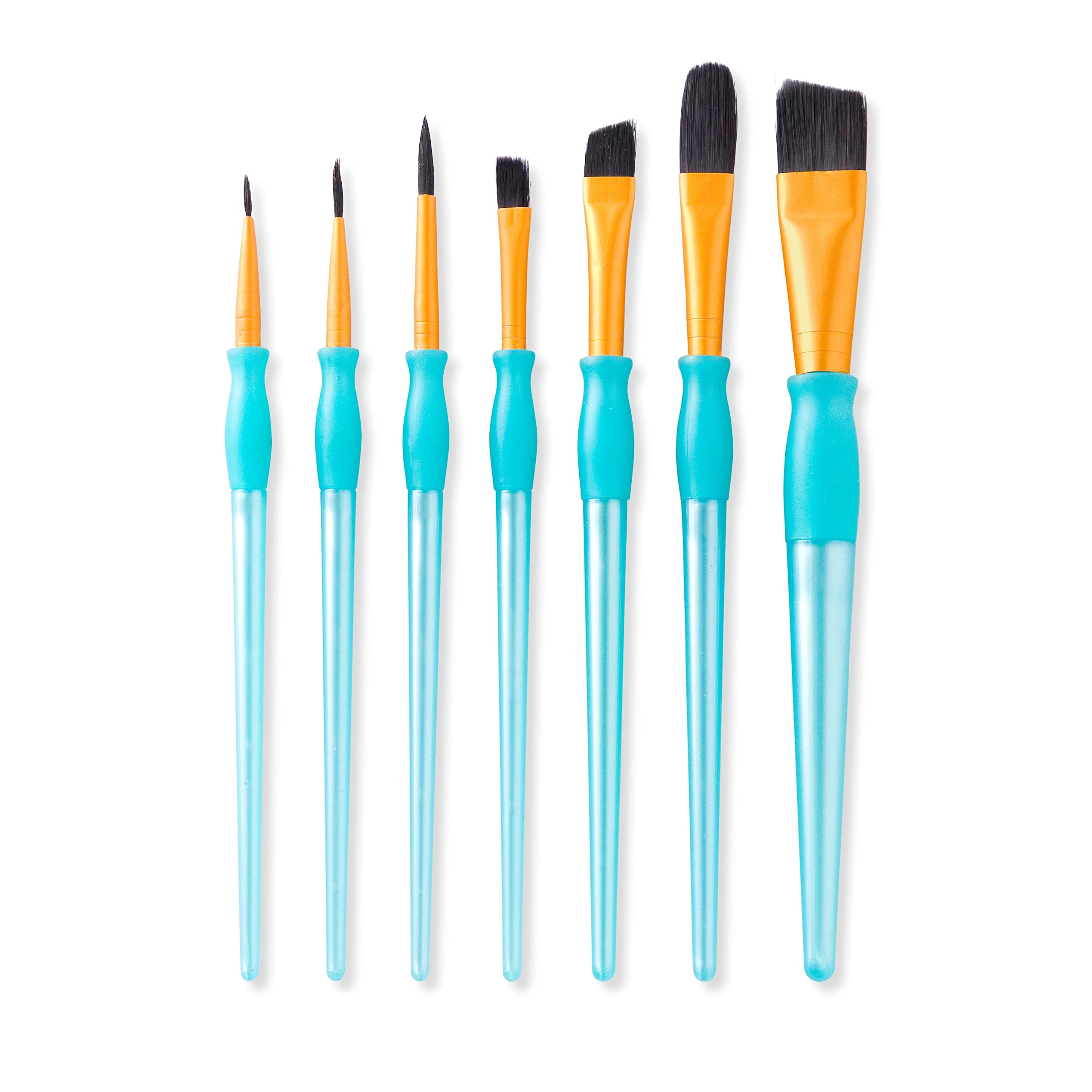 Black Taklon Angular Variety Brushes - 7 Piece Super Value Pack for Acrylic, Oil & Watercolor Painting - Professional Artist Brush Set for Canvas, Wood & Fabric Art Projects