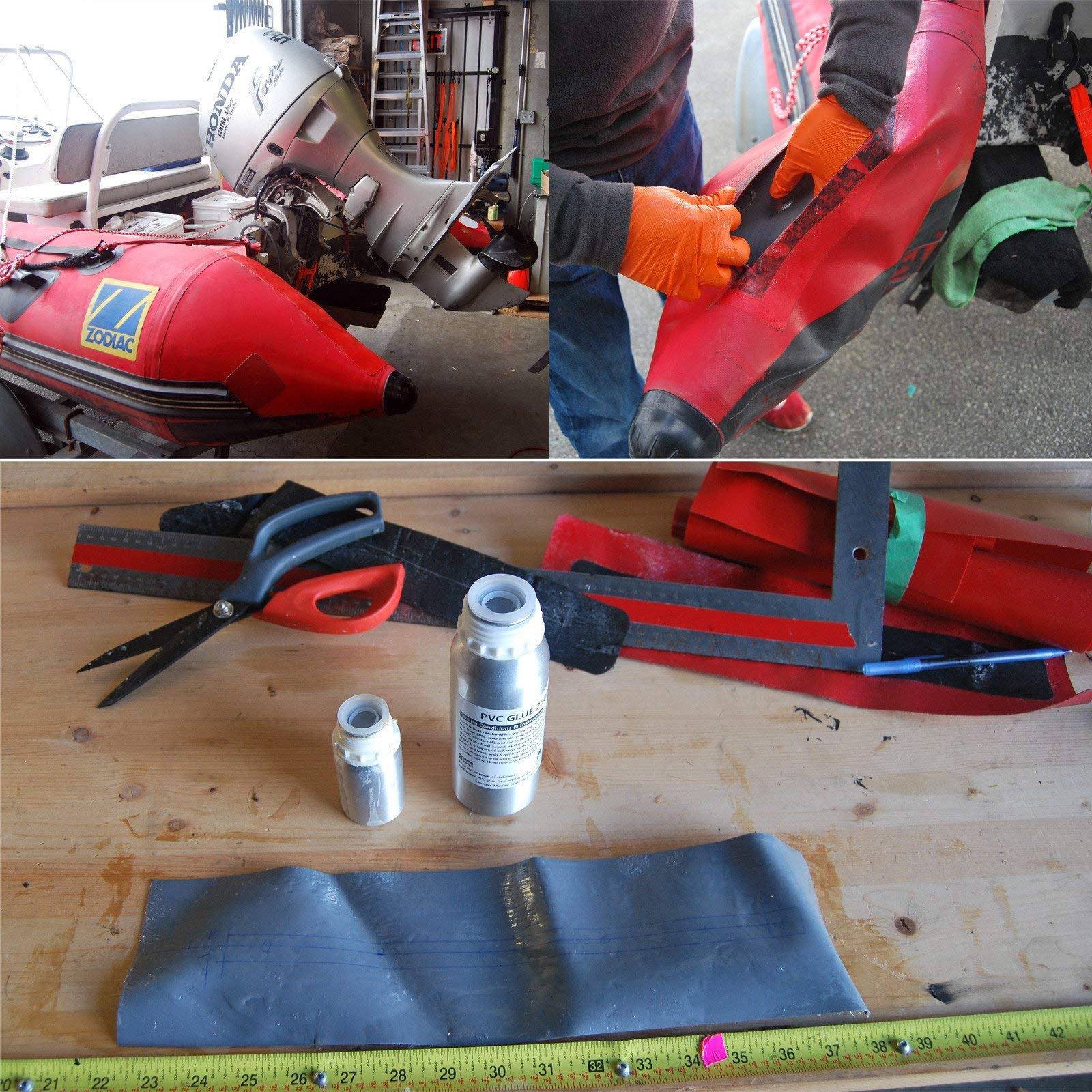 Seamax Professional 2-Part Marine Adhesive for PVC & Hypalon Inflatable Boats - 250ml Hypalon Boat Glue with Dark Grey Material in Aluminum Bottles for Long-Term Storage - Perfect for Boat Repairs, Sealing & Waterproofing