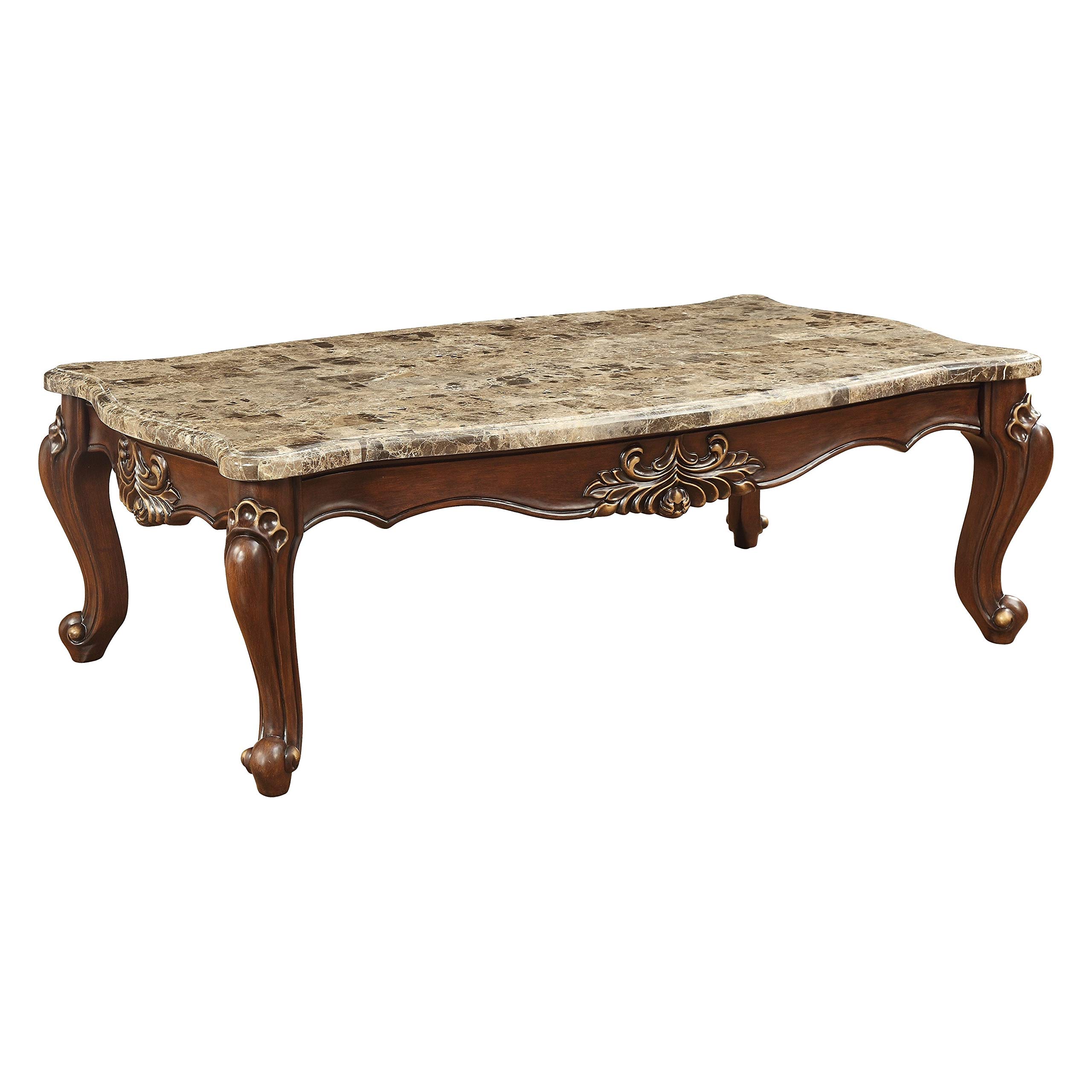 Acme Shalisa Coffee Table - Elegant Marble & Walnut Traditional Design - Perfect for Living Room, Lounge, or Office Decor