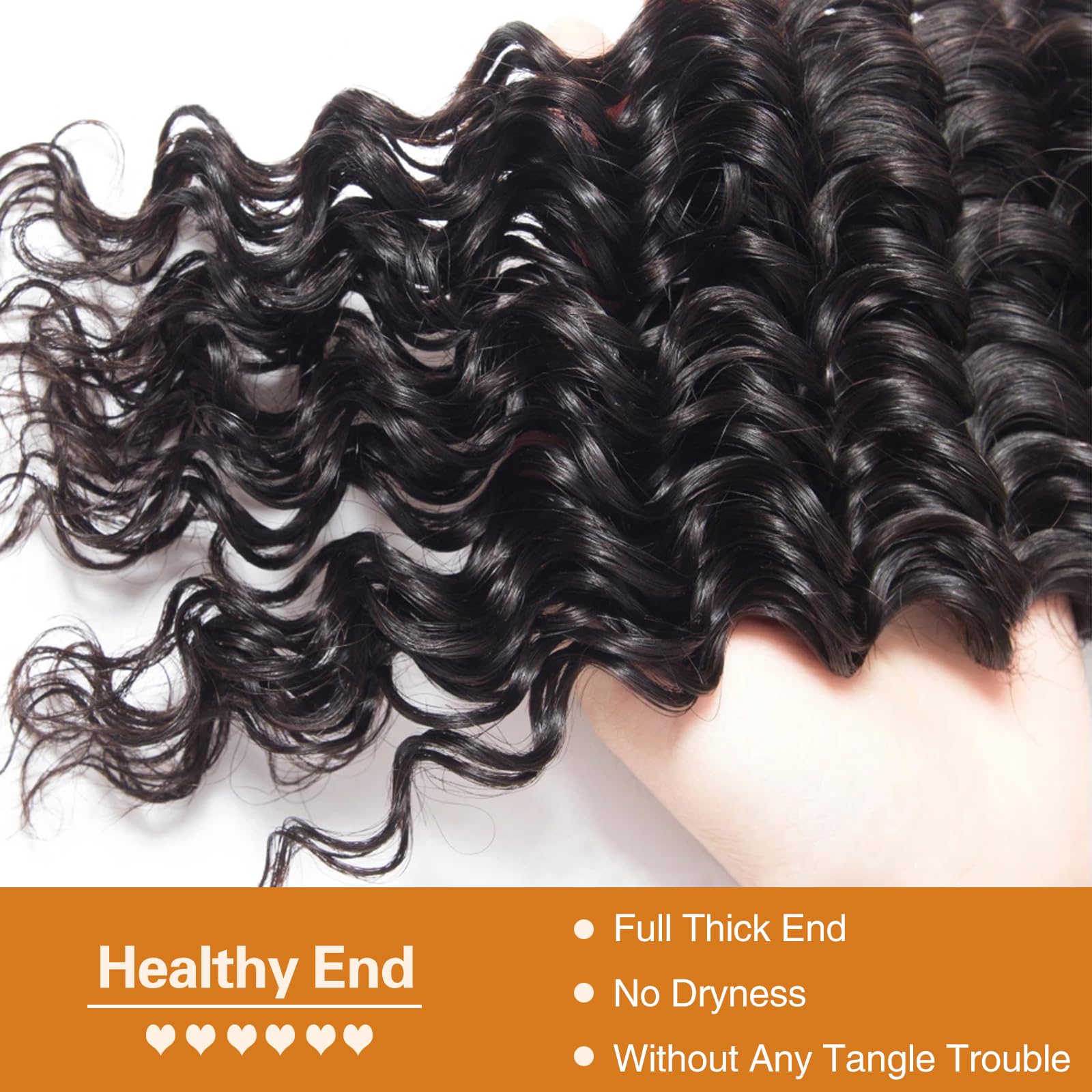 100% Virgin Brazilian Human Hair Bundles - Deep Wave & Curly Hair Extensions - Unprocessed Natural Color (22 24 26 28) - Perfect for Daily Wear, Parties & Special Occasions
