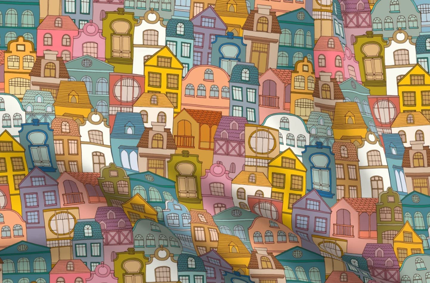 City Village Town Printed Fleece Fabric Fat Quarter - Soft & Cozy for Sewing Blankets, Loungewear, DIY No-Sew Projects | Perfect for Home Decor, Baby Clothes & Crafting