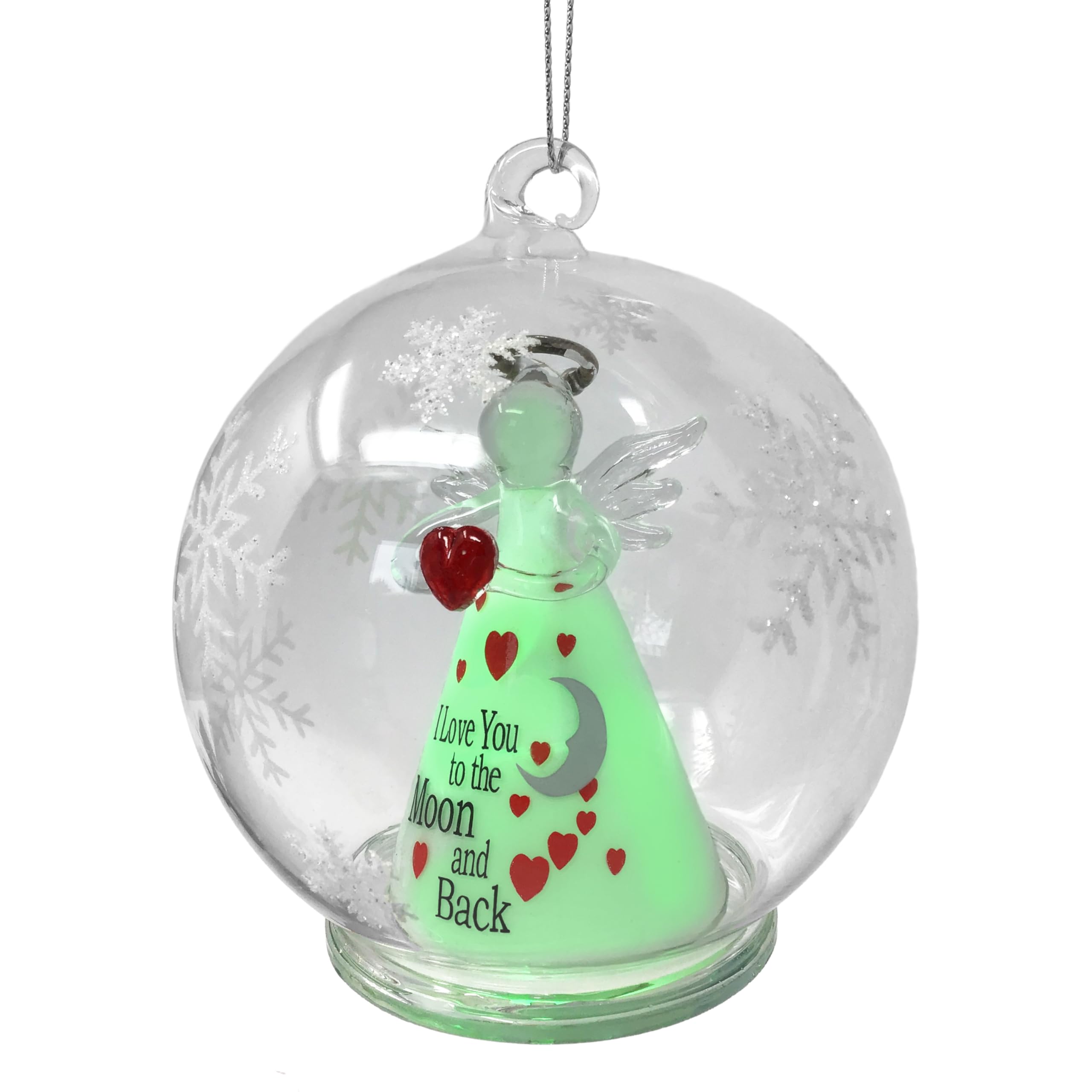 I Love You to The Moon and Back LED Christmas Ornament with 4-Hour Timer - 4 Inch Lighted Holiday Decoration for Tree, Home, Gift Giving